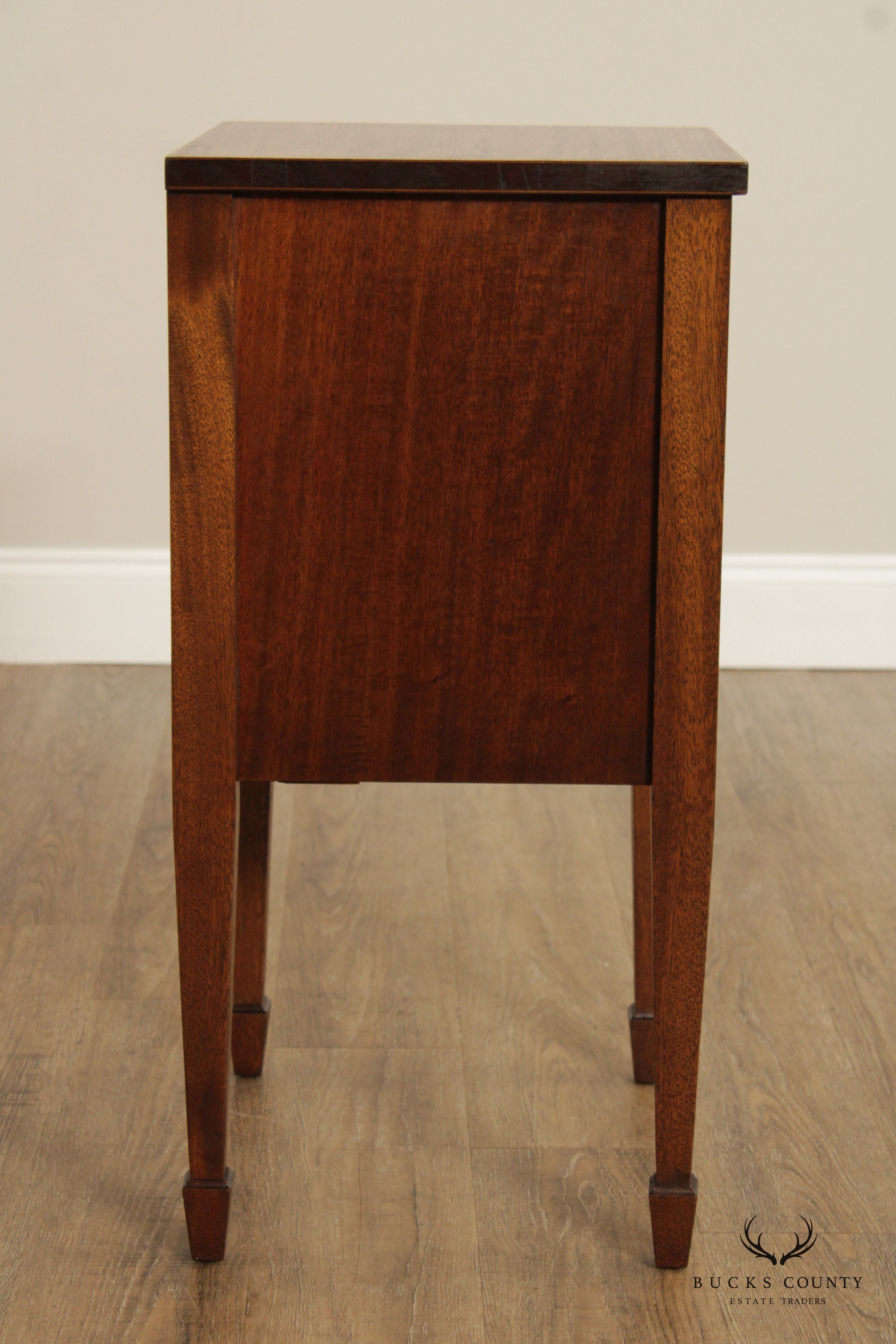 1940's Federal Hepplewhite Style Inlaid Mahogany Cabinet Nightstand