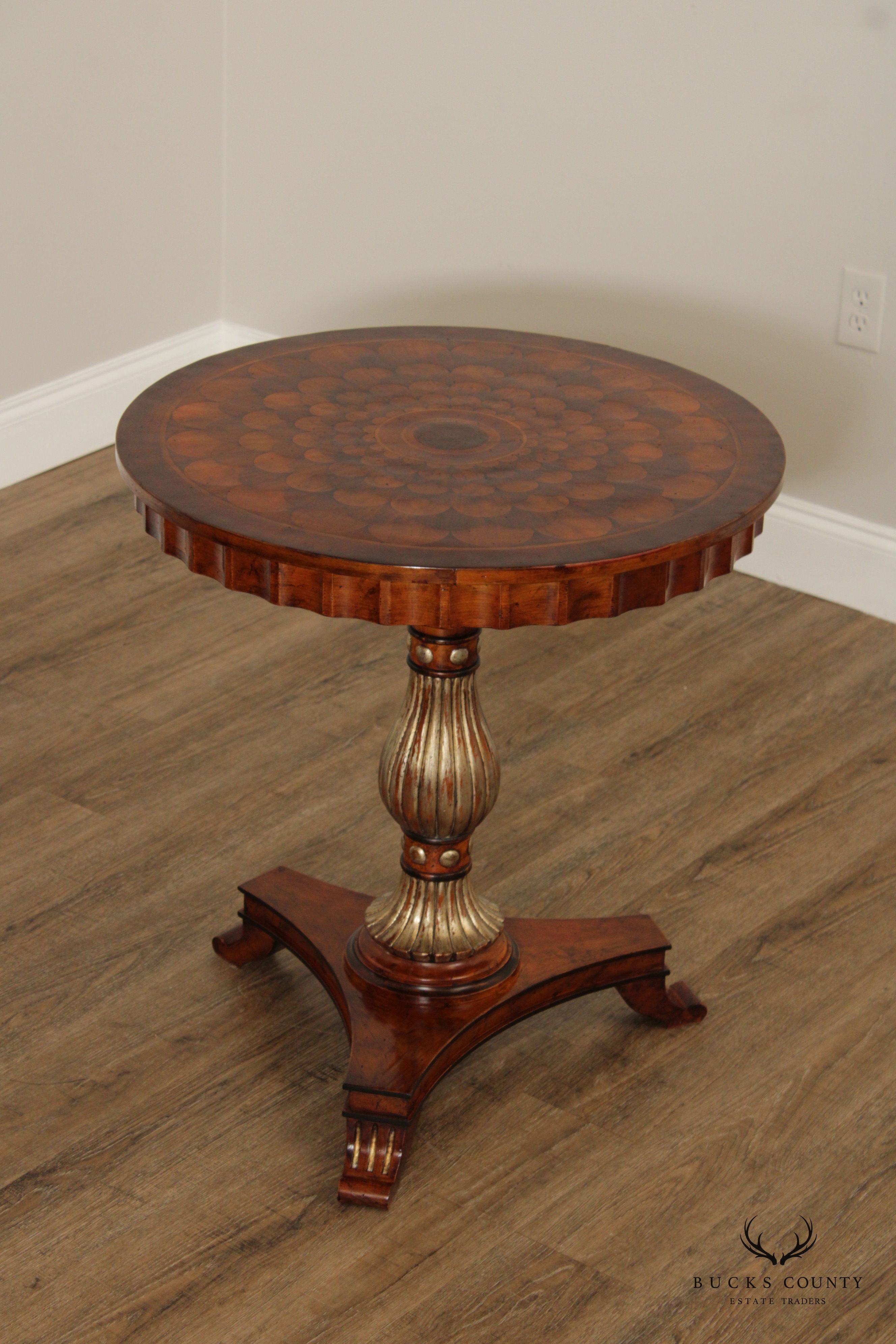 William IV Style Round Top Oyster Wood Tea Table