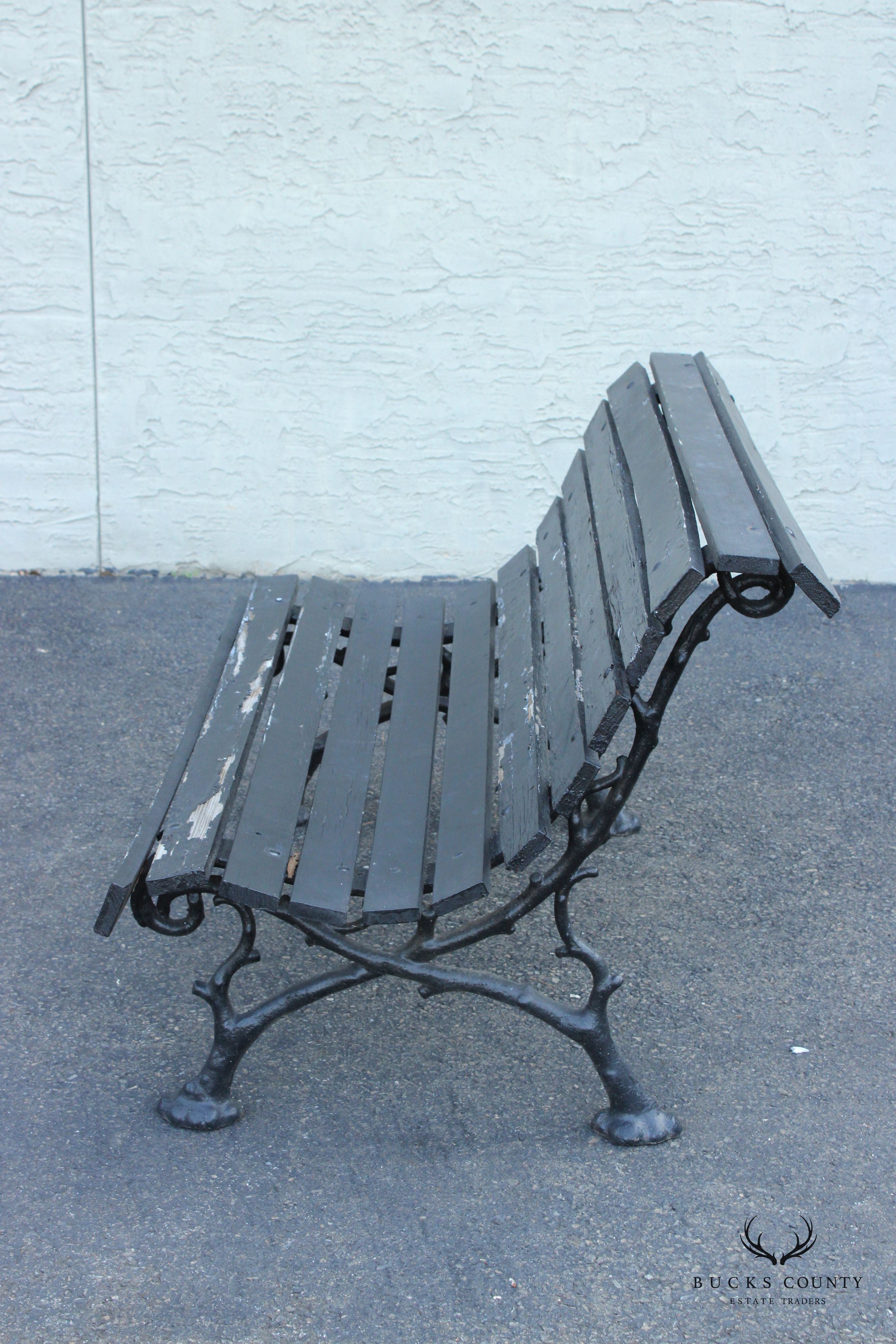 Victorian Cast Iron and Wood Outdoor Garden Bench