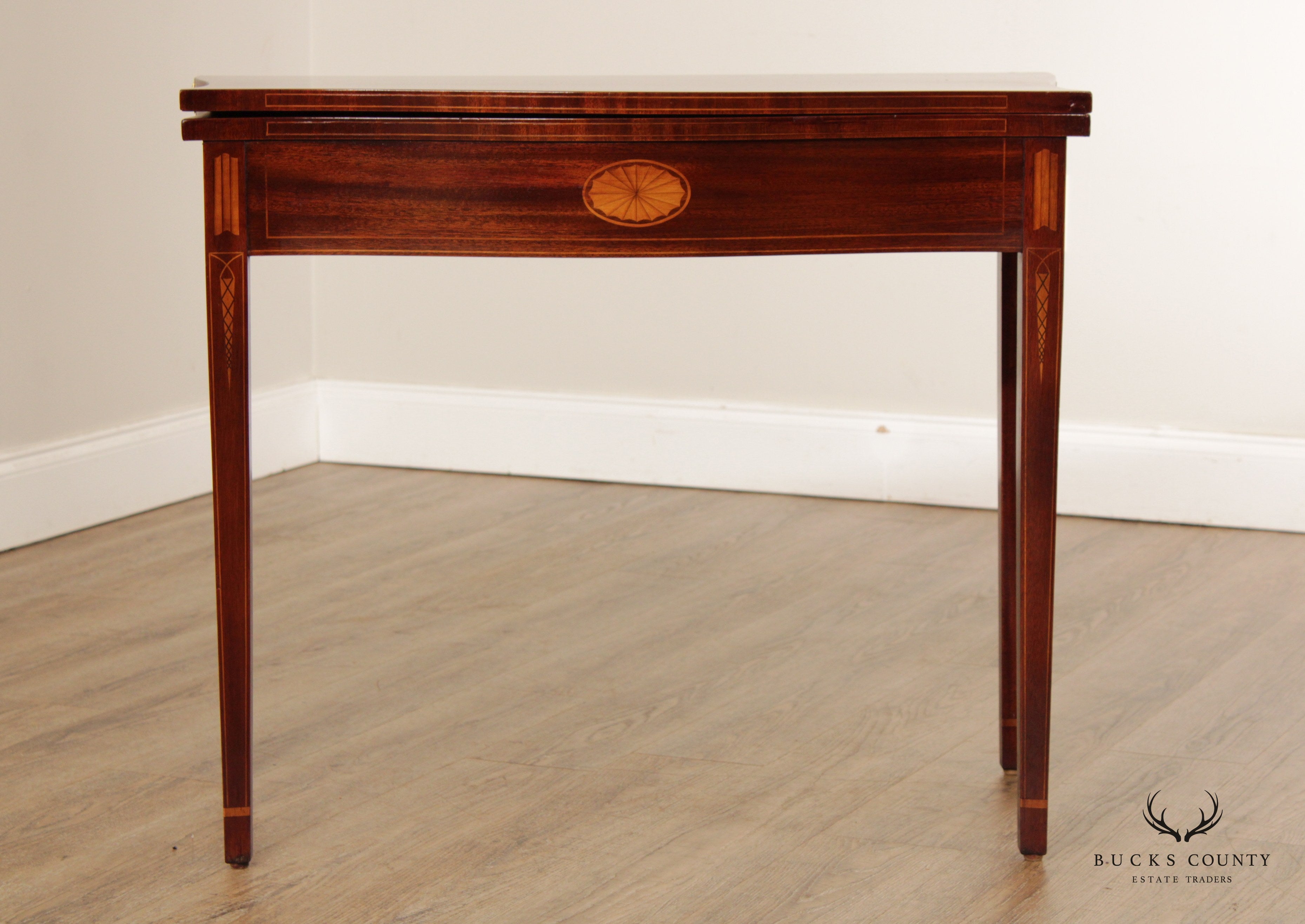 John Stuart Inc. American Museum Collection Mahogany Federal Hepplewhite Style Card Table