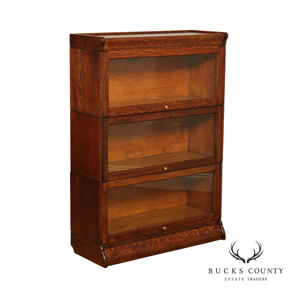 Hale Antique Oak Three Stack Barrister Bookcase