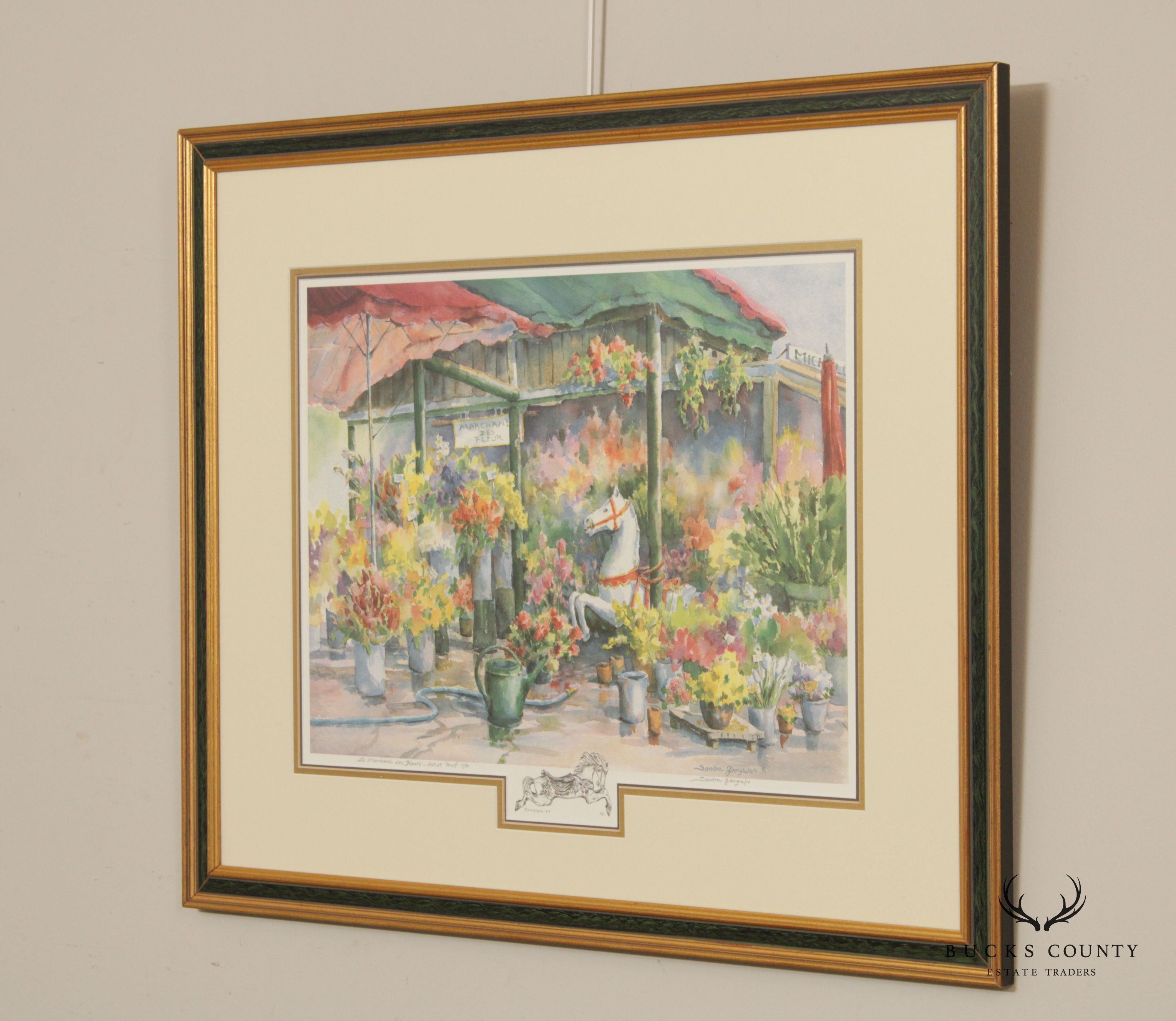 Sandra Giangiulio 'Le Marchand des Fleurs' Watercolor Lithograph Print