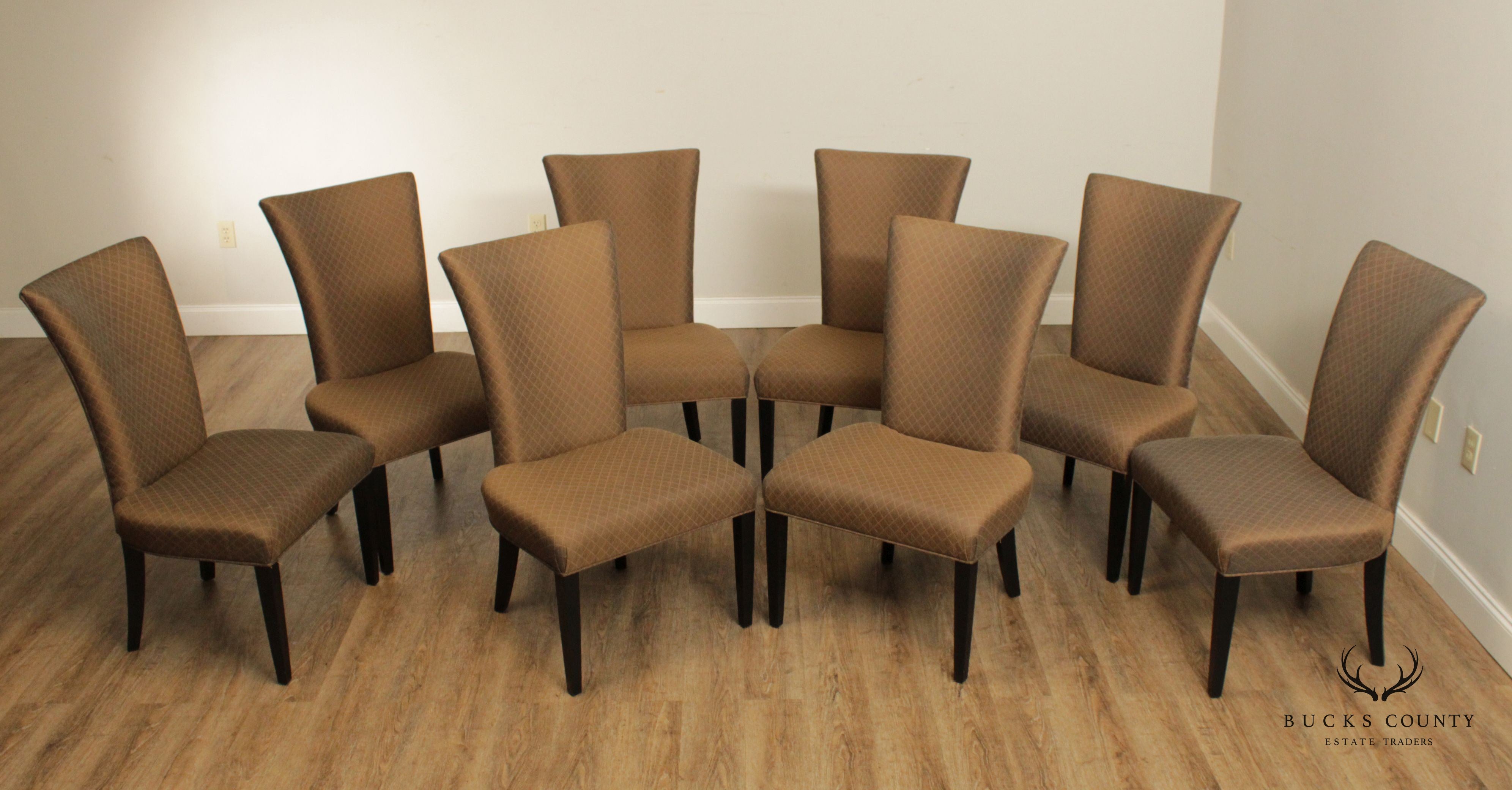 Contemporary Set of Eight Custom Upholstered Dining Chairs