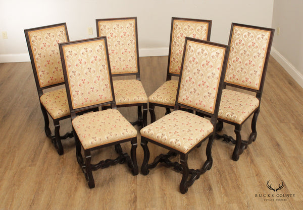 French Louis XIV Style Set of 6 Custom Upholstered Dining Chairs