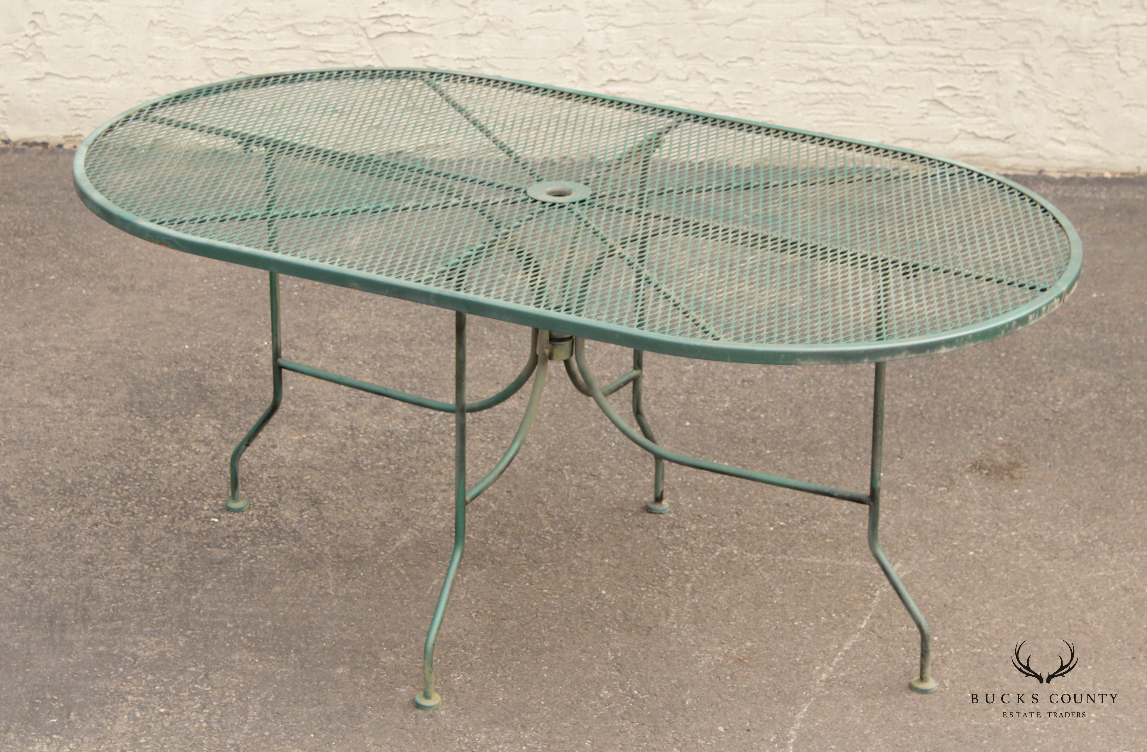 Mid Century Vintage Oval Wrought Iron Patio Garden Dining Table