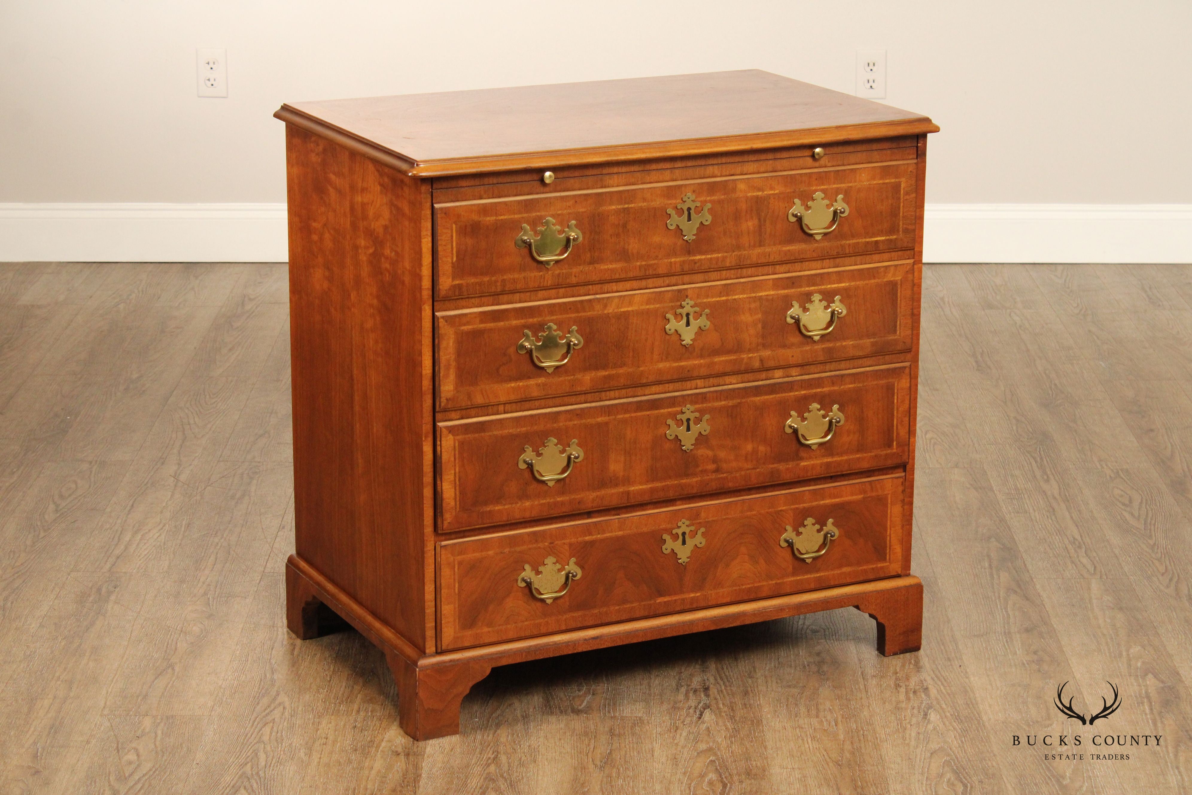 Baker Chippendale Style Walnut TV Chest