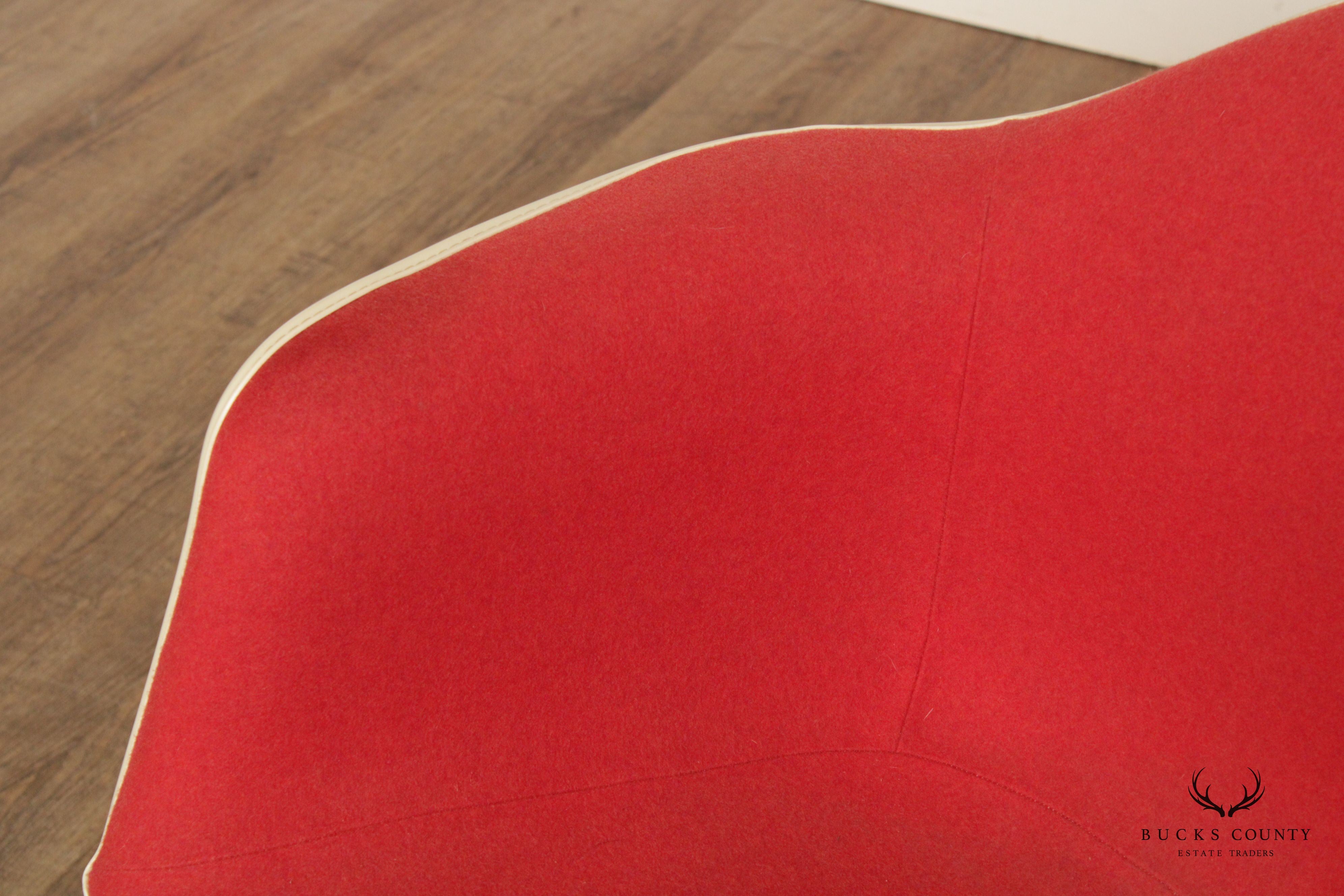 Eames Pair Upholstered Molded Fiberglass Armchairs