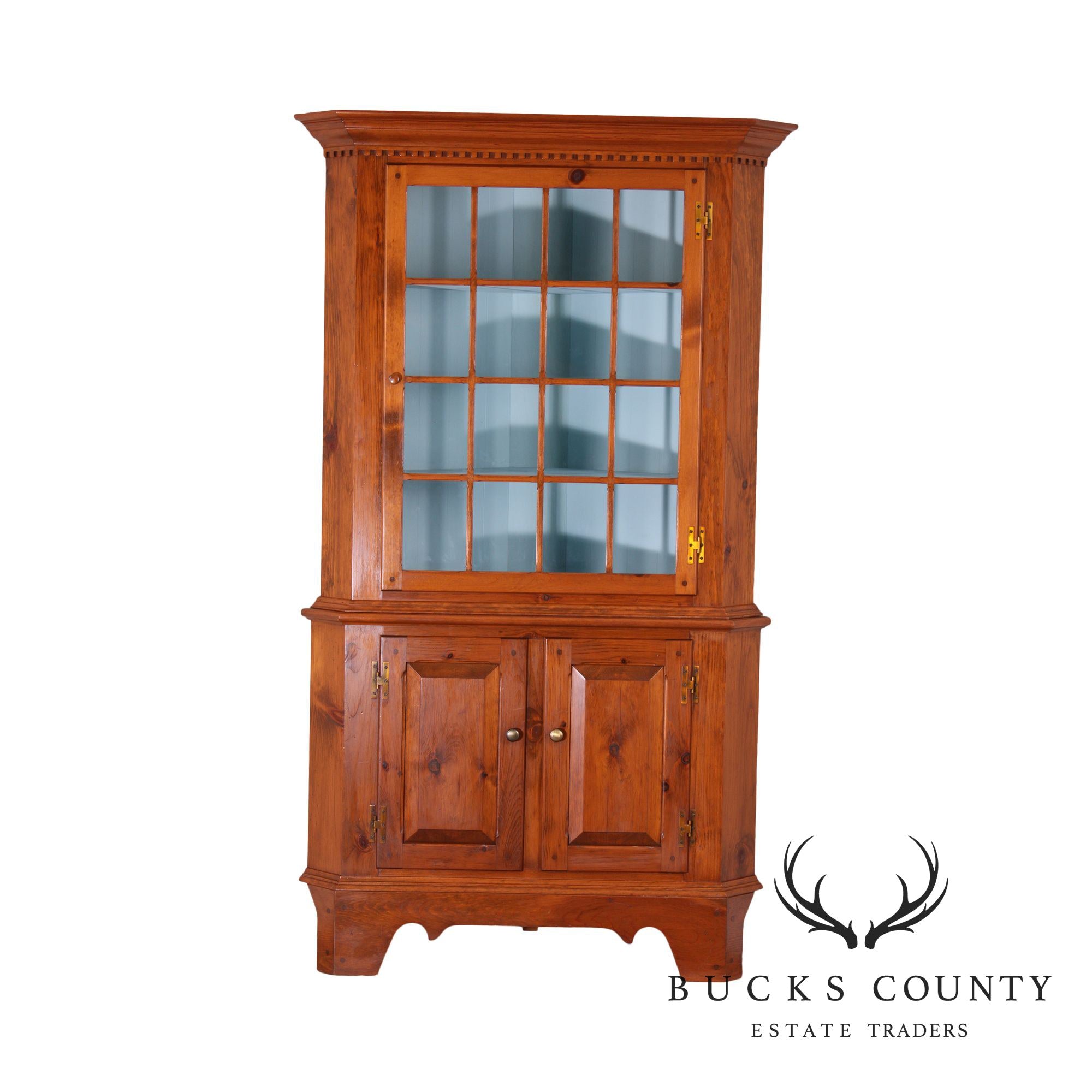 Country Pine Hand Crafted 2 Piece Corner Cabinet