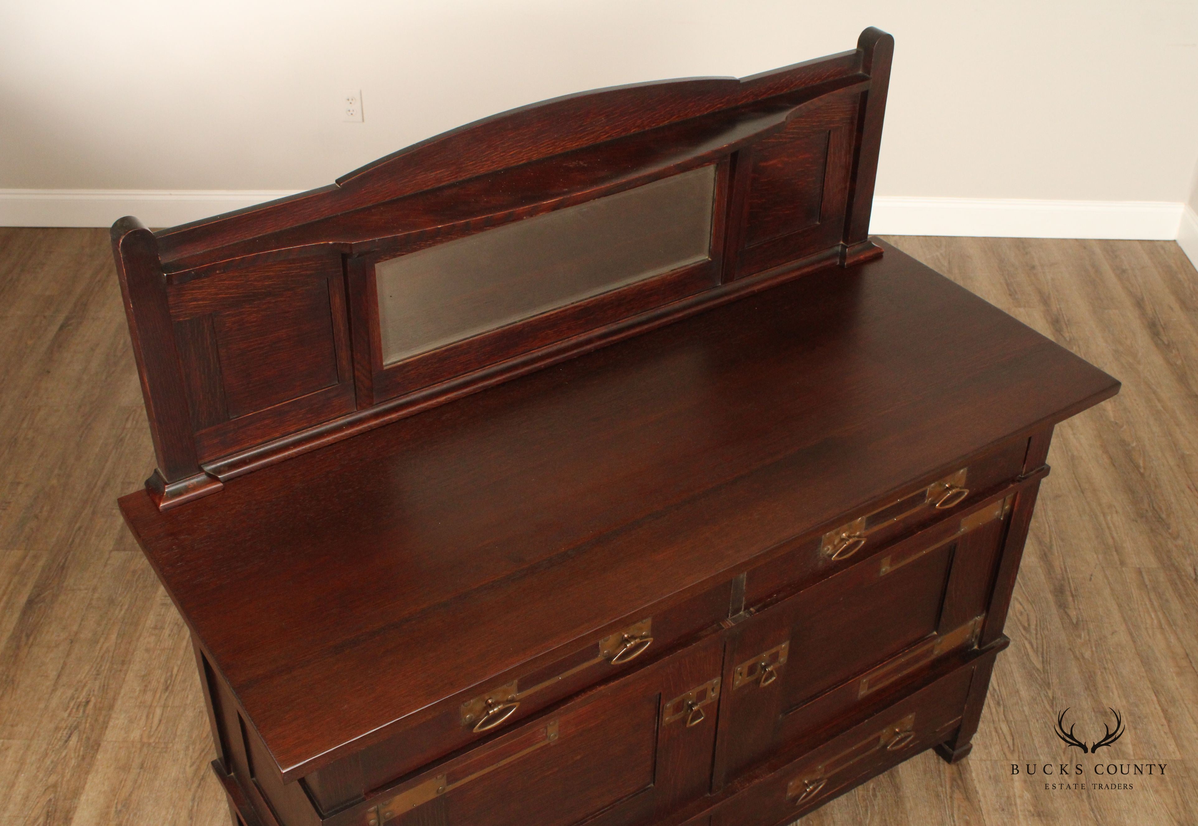 Antique American Arts And Crafts Period Oak Sideboard