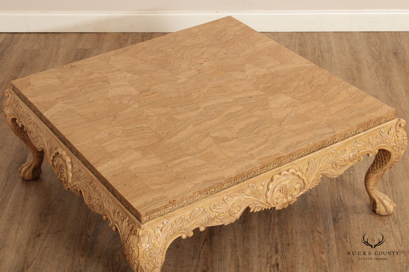 Maitland Smith Ornate Carved Square Coffee Table