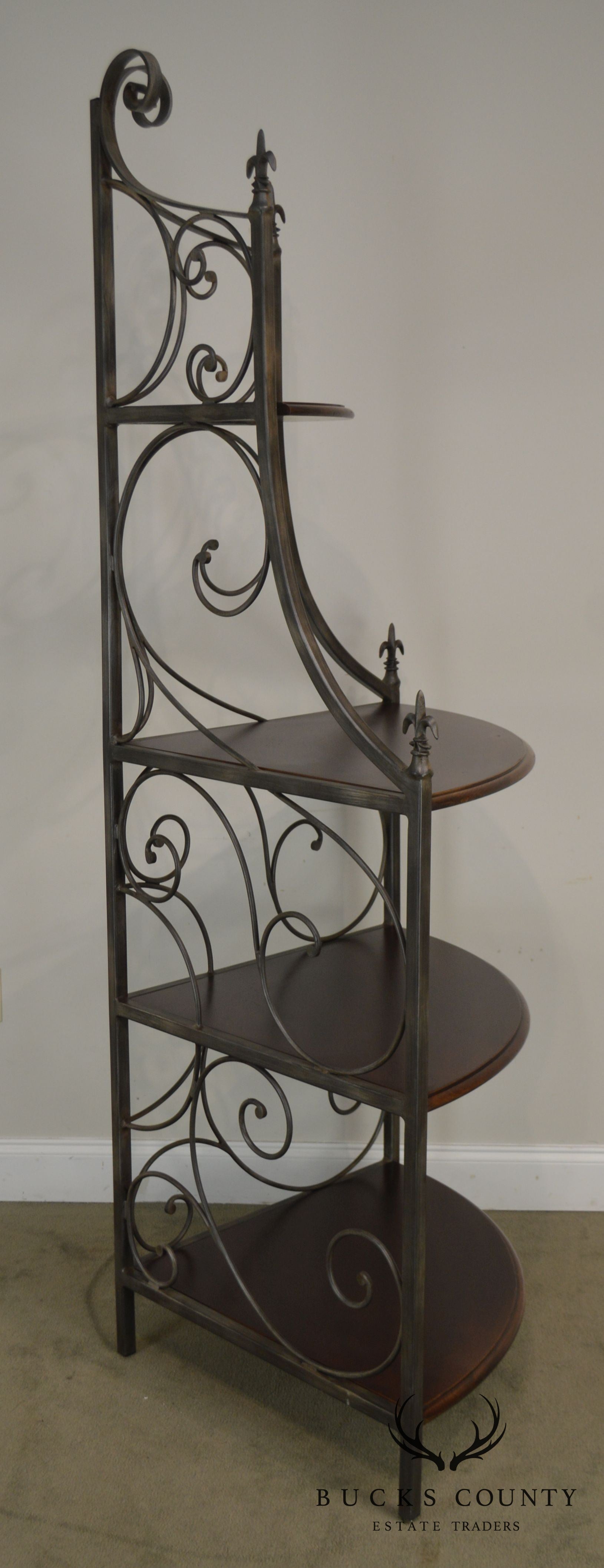 Drexel Heritage Wrought Iron & Cherry French Country Bakers Rack