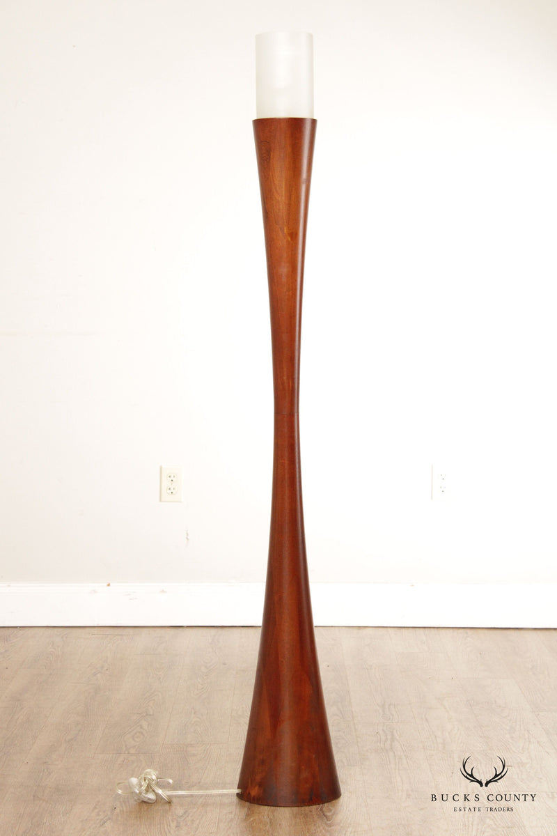 Organic Modern Style Wood and Glass Floor Lamp