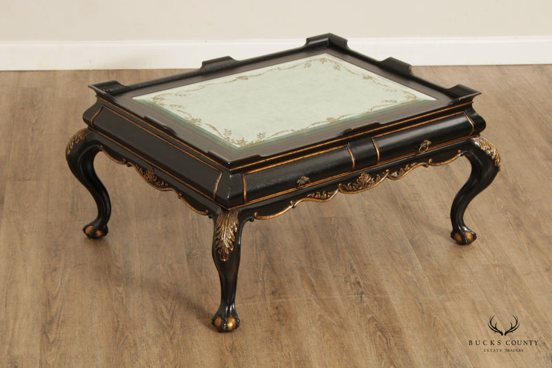 Century Monarch Fine Furniture Carved Georgian Style Eglomise Cocktail Table