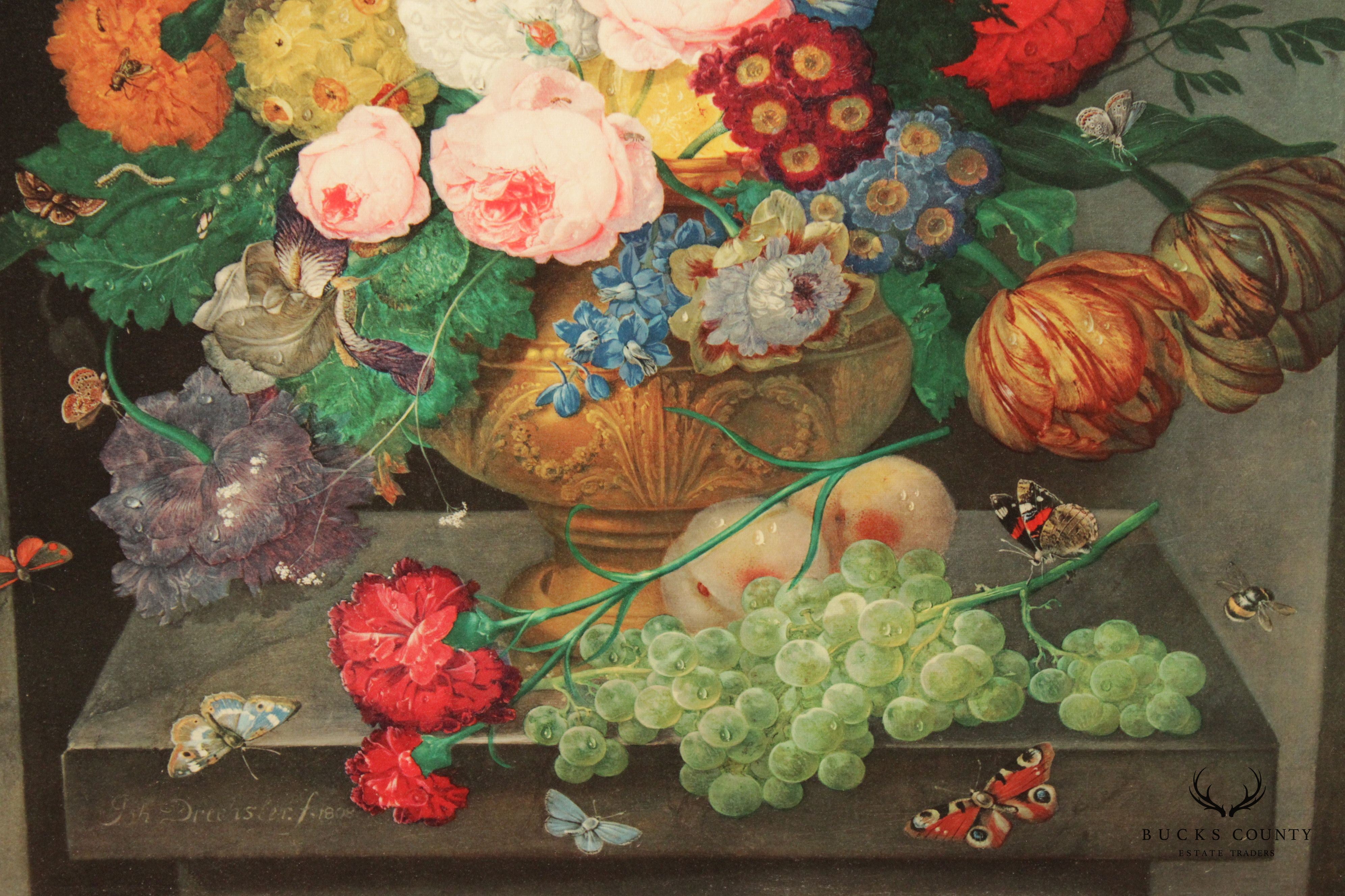 Old Master 'Alcove Flowers and Fruit' Fine Art Canvas Print, After Johann B. Drechsler