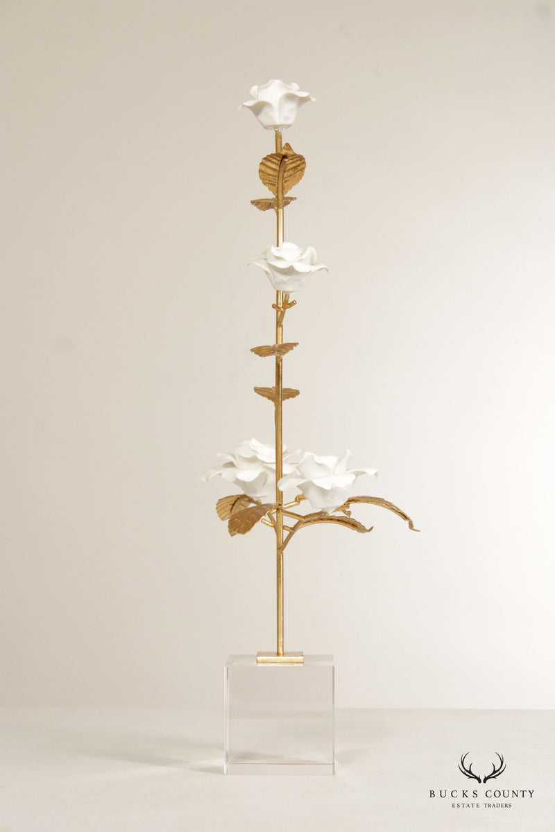 Chelsea House Contemporary Porcelain and Crystal Rose Sculpture