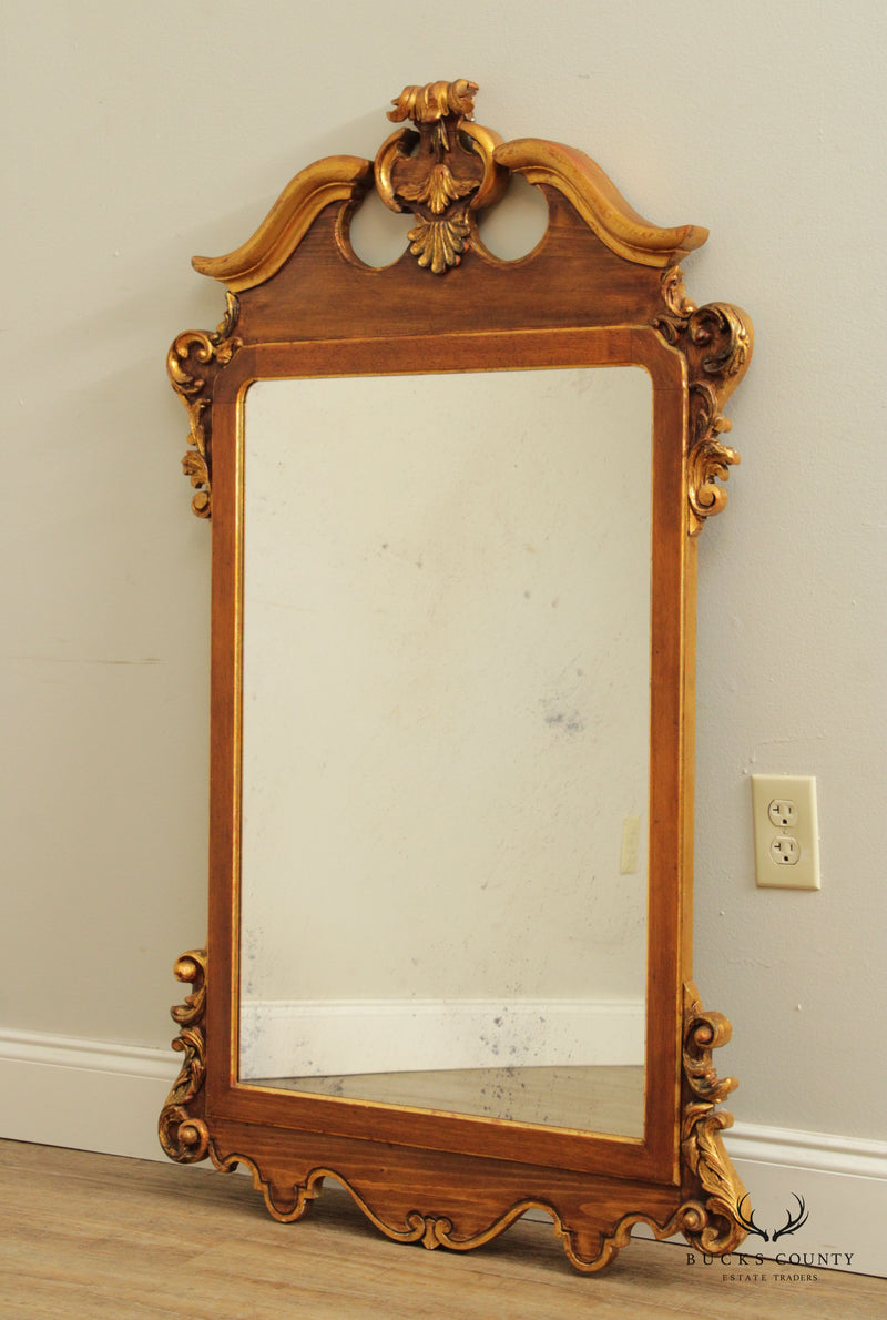 Georgian Style Carved Wood Partial Gilt Mirror