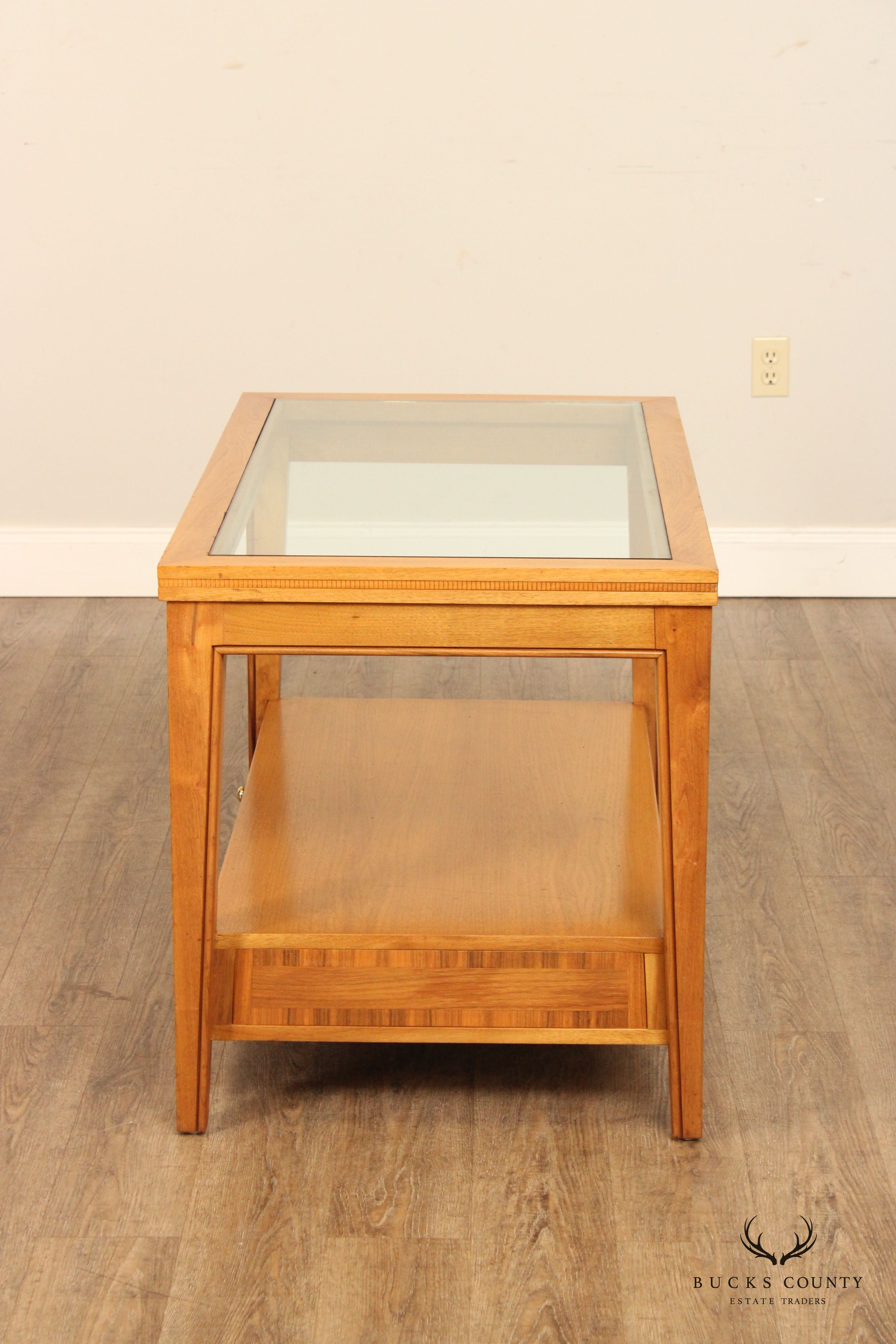 Transitional Two-Tier Glass Top Tall Coffee Table