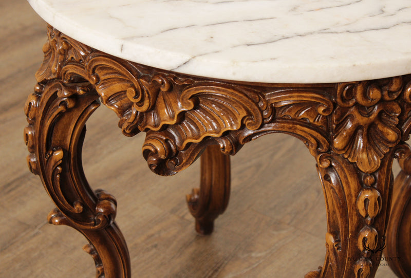 Rococo Style Carved Marble Top Side Table