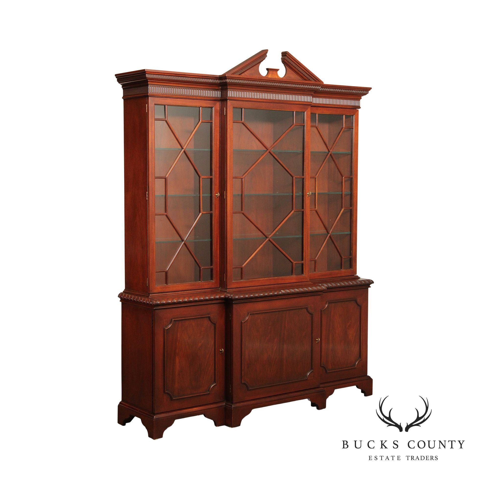 Baker Furniture Historic Charleston Mahogany Breakfront Bookcase China Cabinet