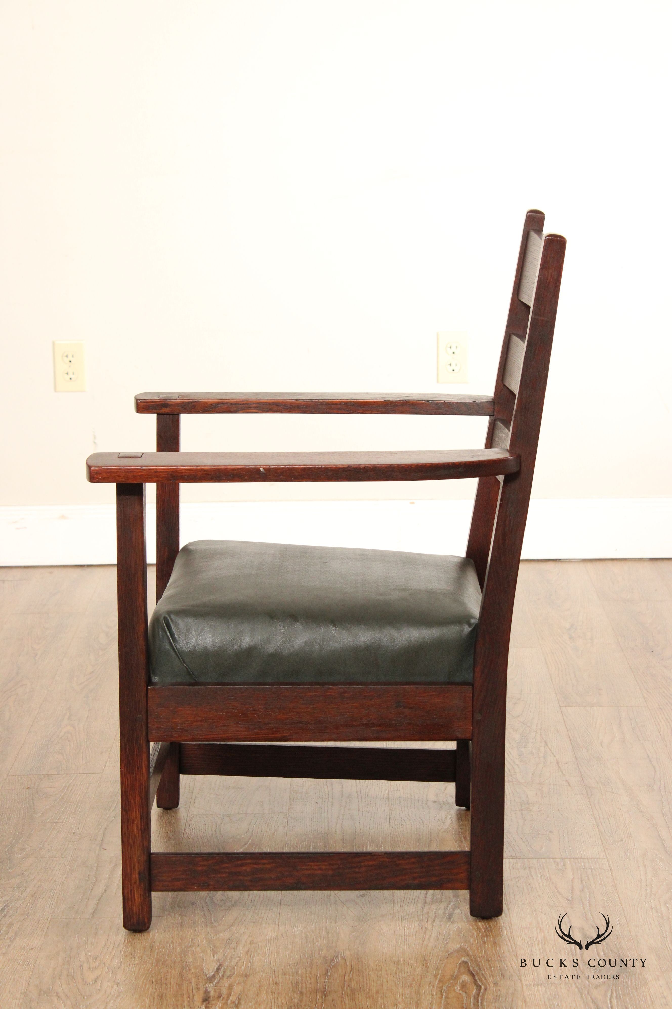 Stickley Brother Quaint Antique Mission Oak Armchair