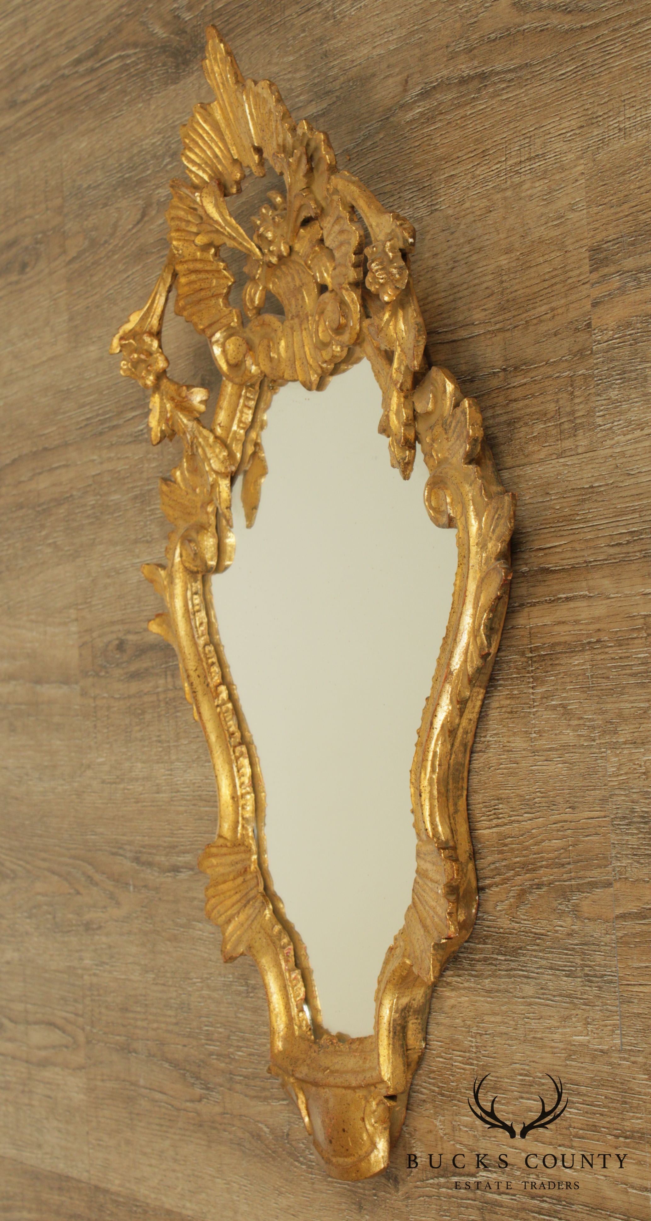 Vintage Giltwood Carved Italian Florentine Wall Mirror