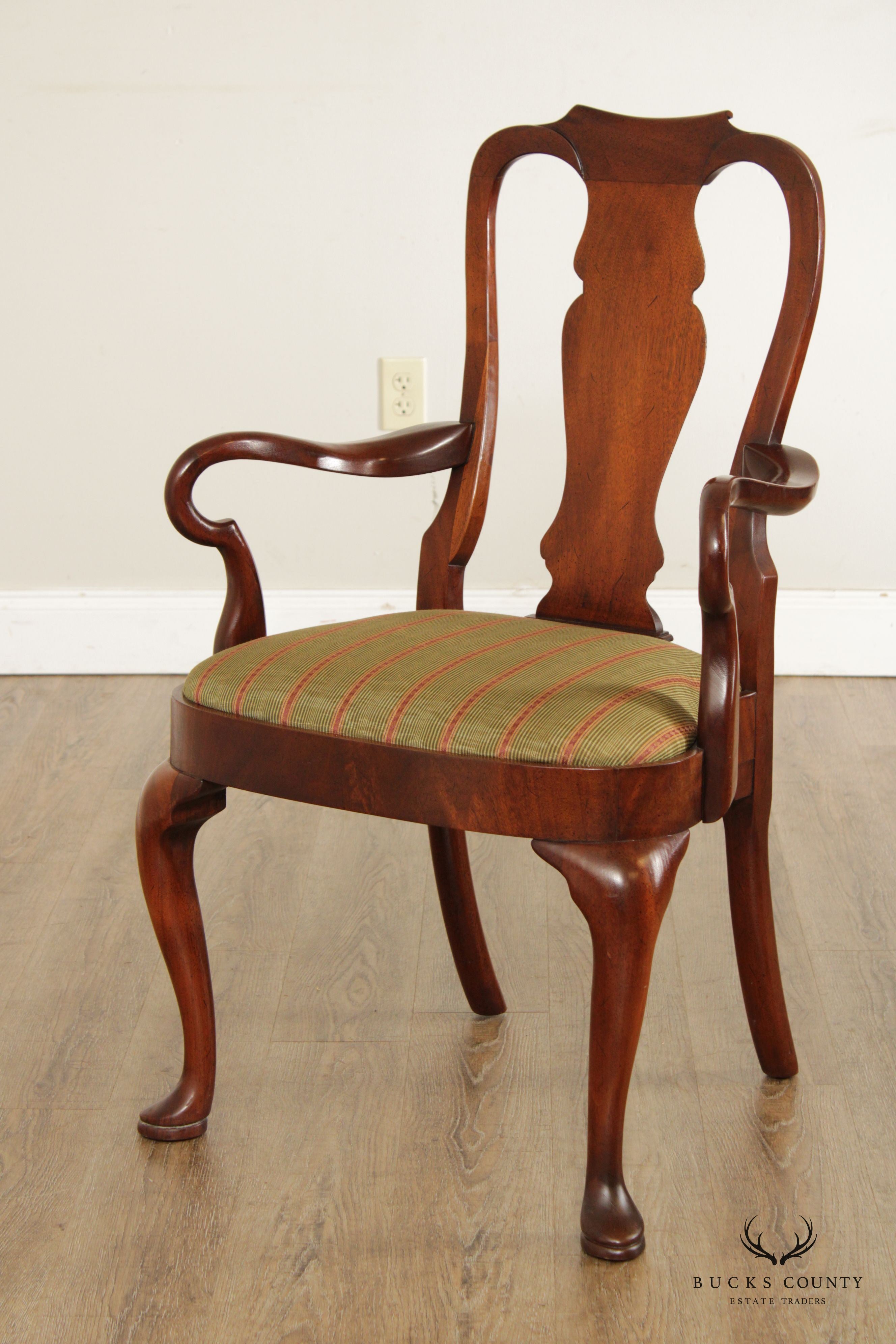 Hickory Chair Queen Anne Style Mahogany Shepard's Crook Armchair