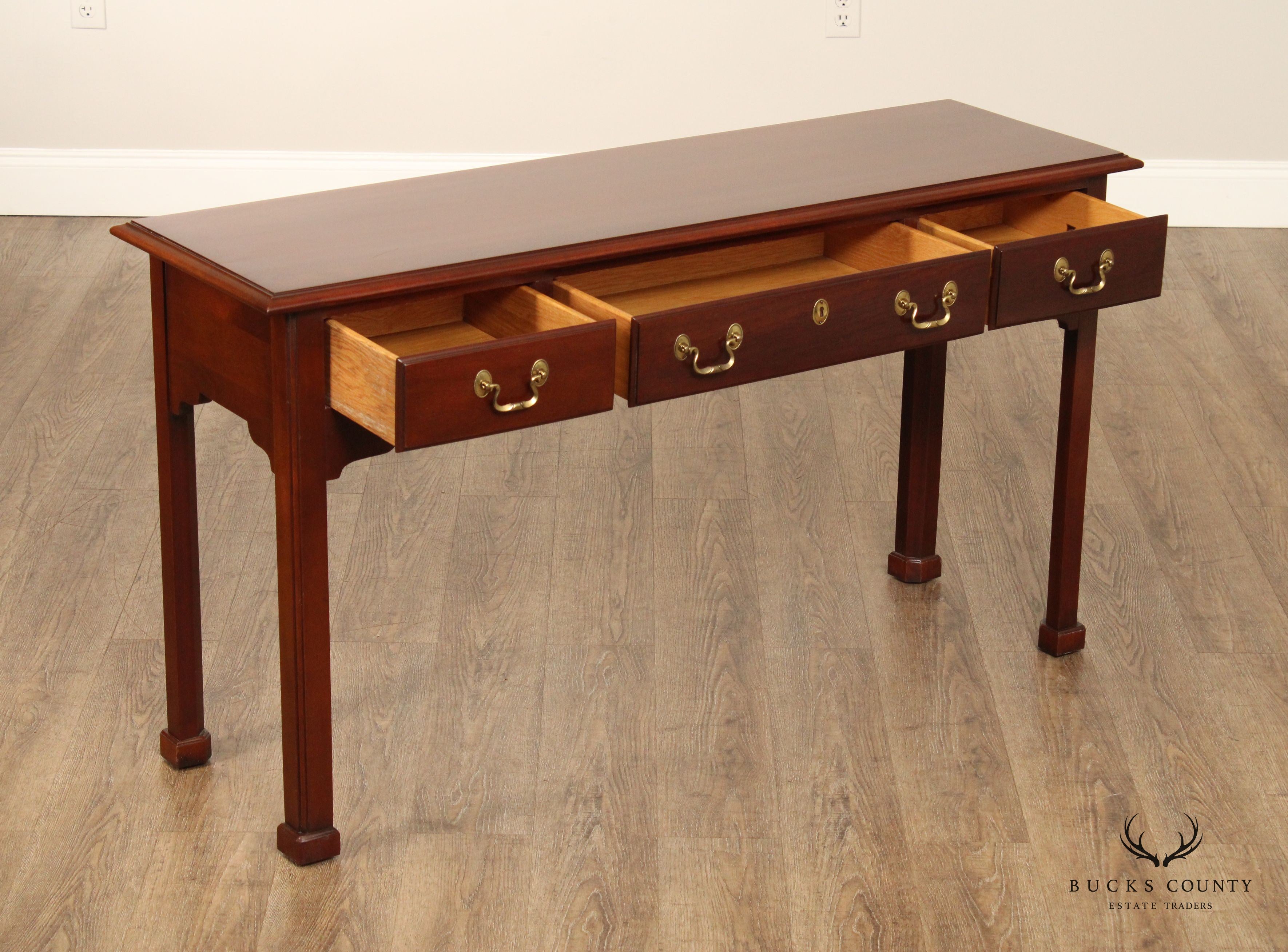 Link-Taylor Chippendale Style Mahogany Three-Drawer Console Table