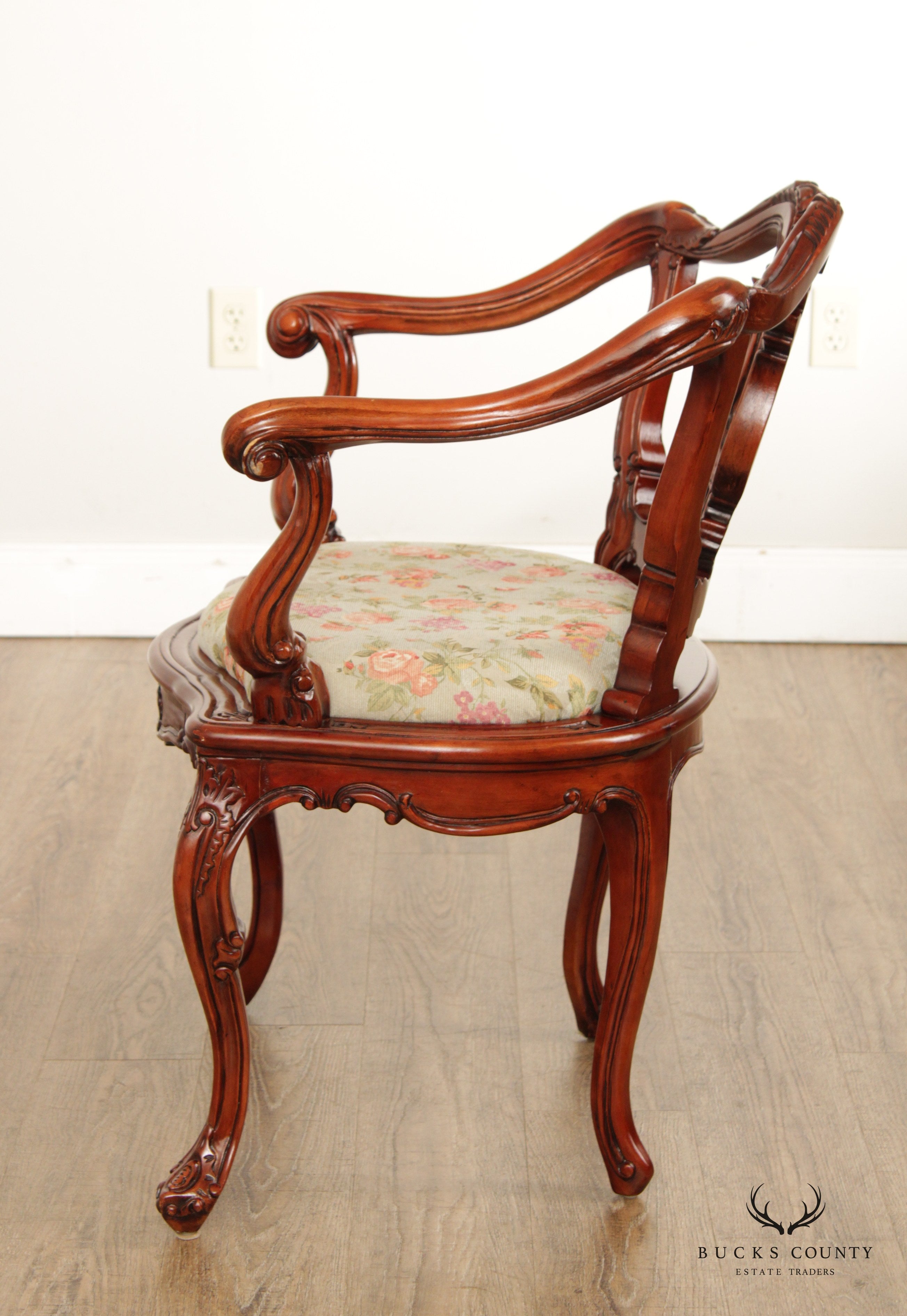 Italian Rococo Style Carved Frame Armchair