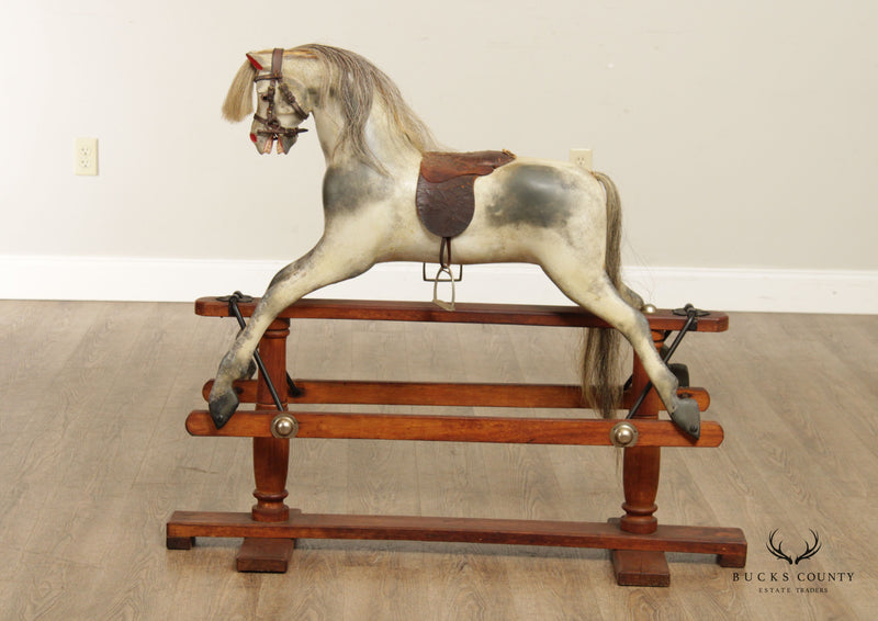 Antique Victorian Wooden Glider Rocking Horse