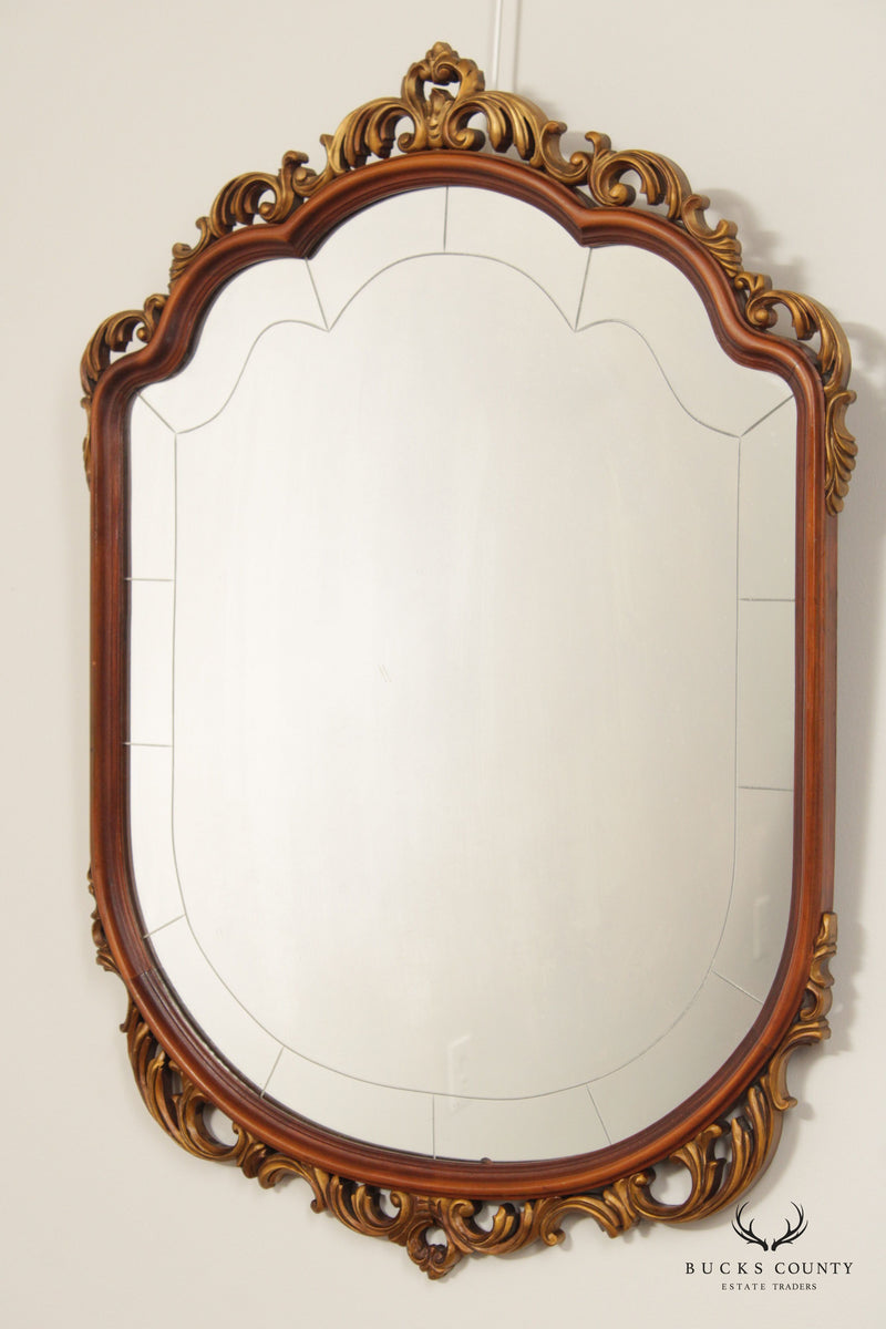 1930' French Rococo Revival Style Carved Partial Gilt Wall Mirror