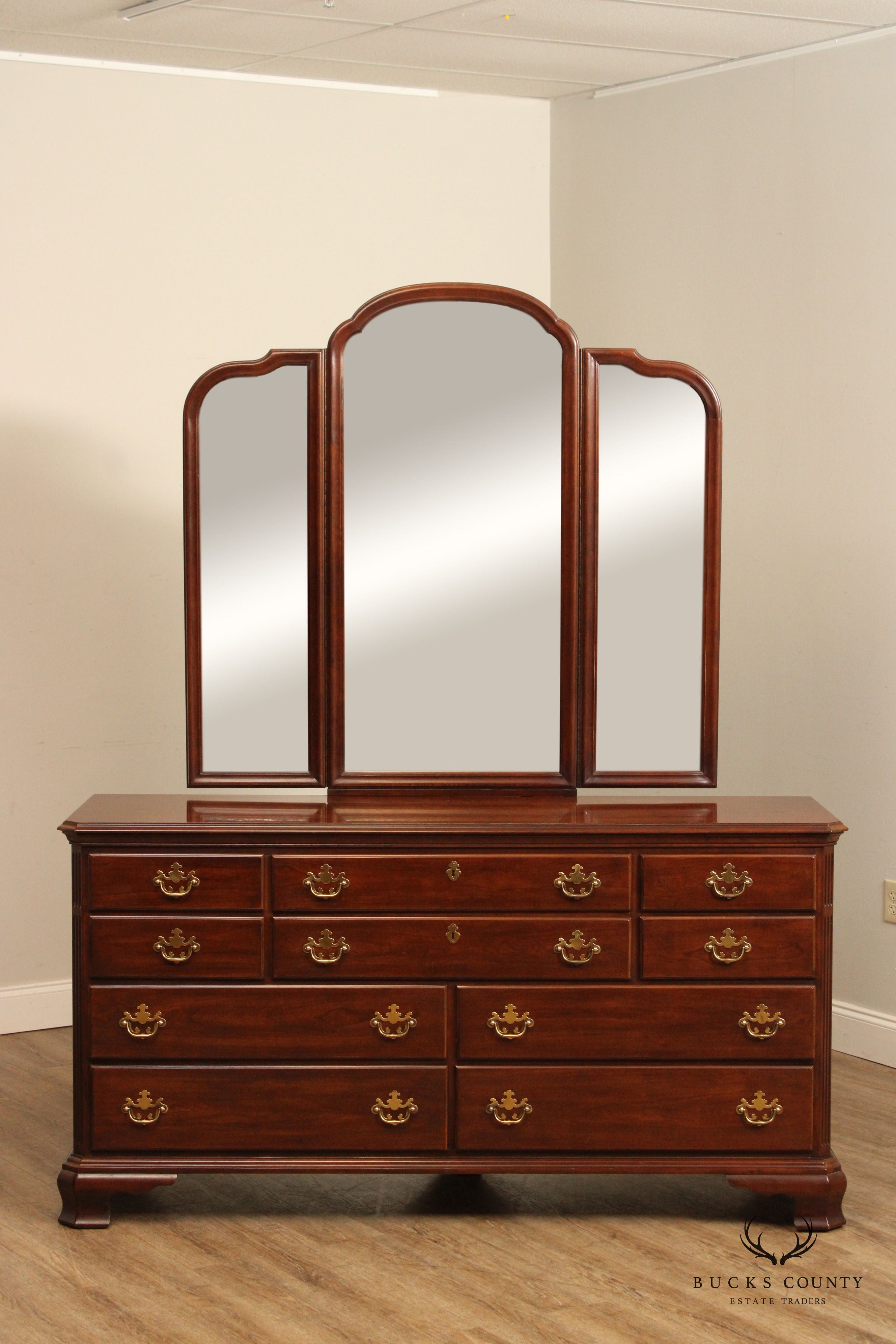 Drexel Heritage Vintage Cherry Dresser with Mirror