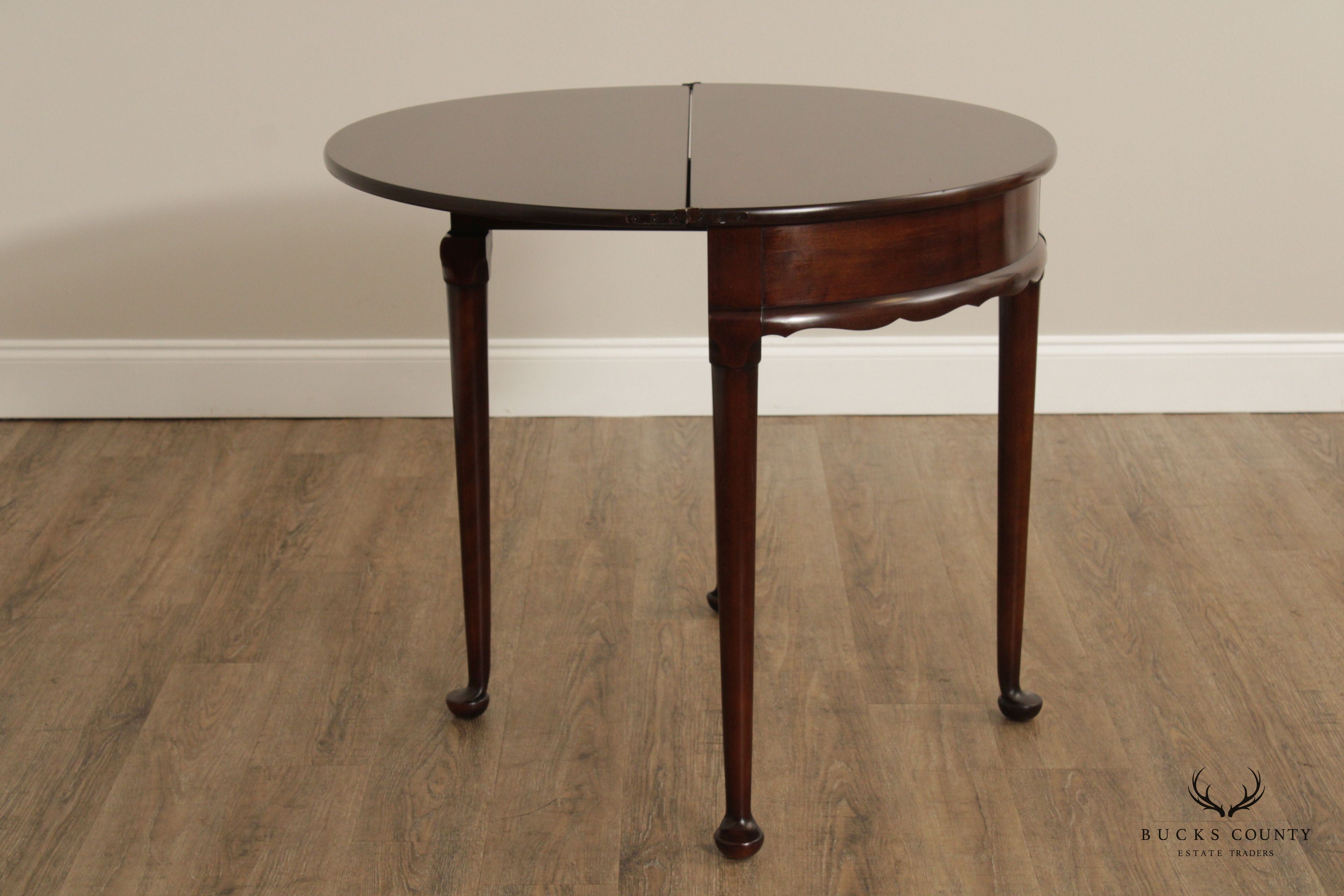 Statton Queen Anne Style Cherry Demilune Console Game Table