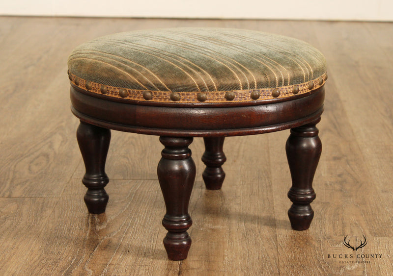 Antique Victorian Round Walnut Footstool