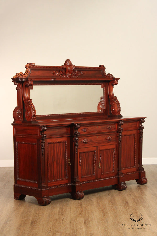 Renaissance Revival Carved Mahogany Sideboard with Mirror