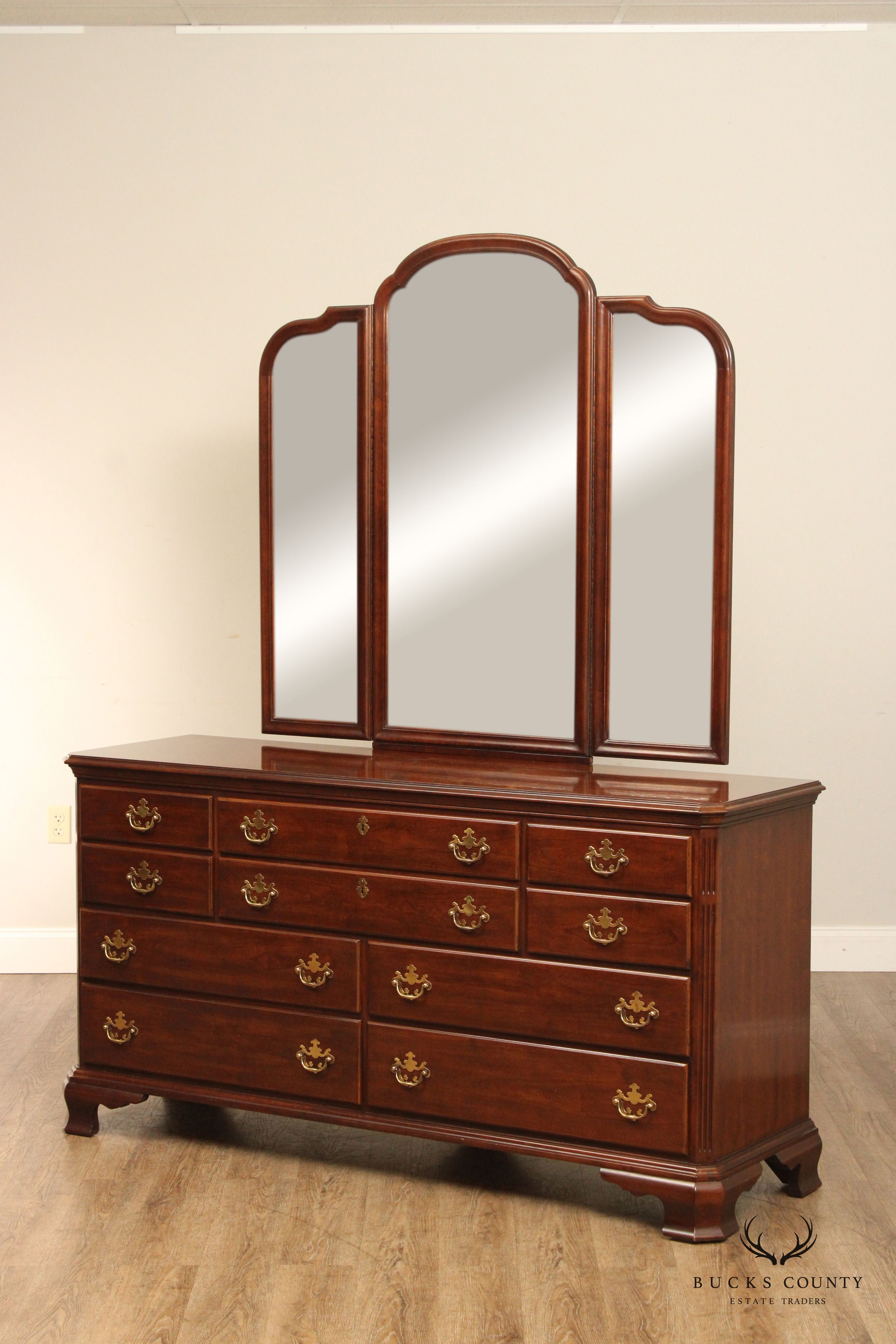 Drexel Heritage Vintage Cherry Dresser with Mirror