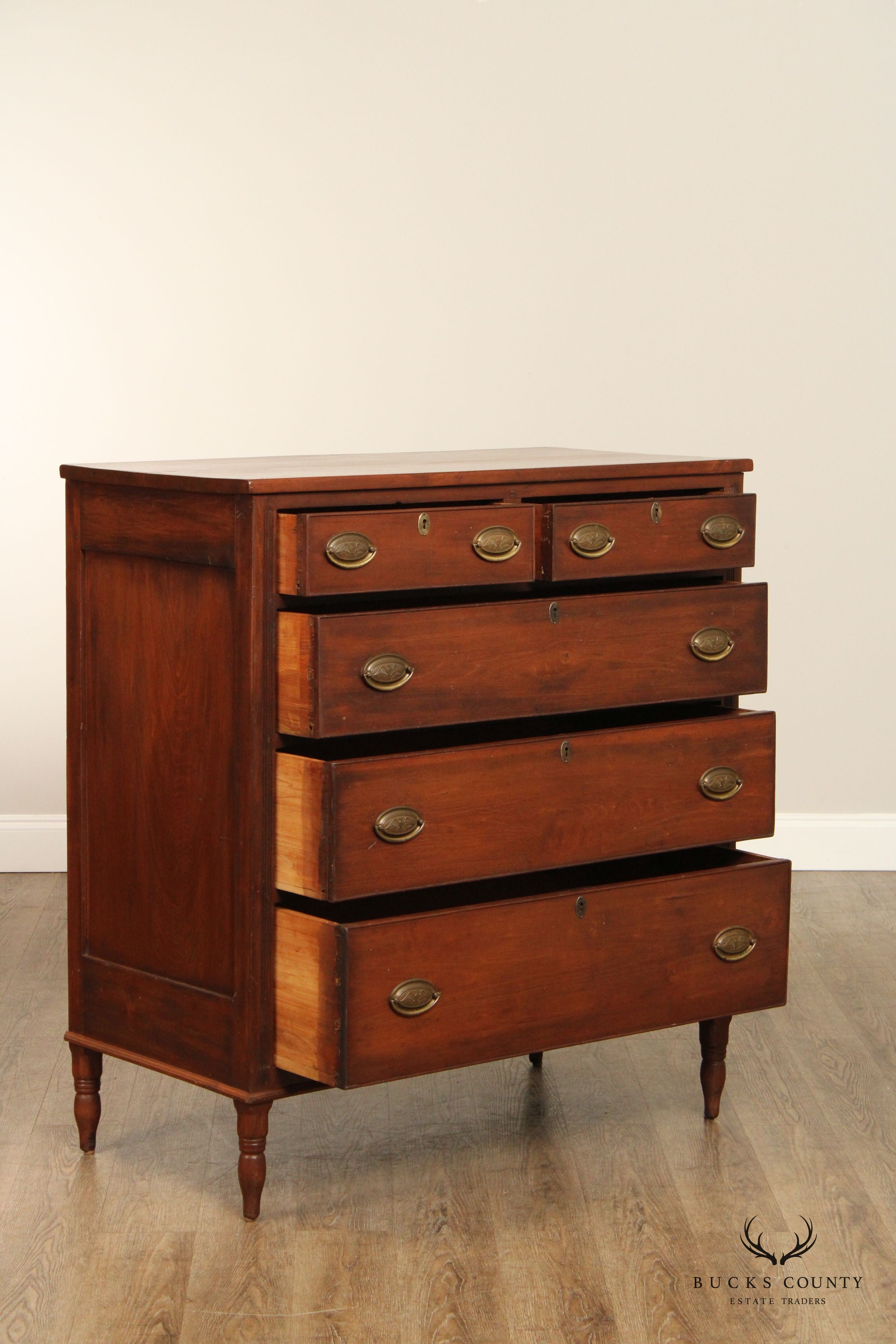 Antique Pennsylvania Sheraton Period Poplar Chest of Drawers