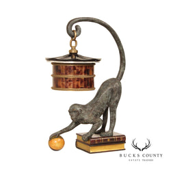 Maitland Smith Regency Style Bronze Monkey Lamp