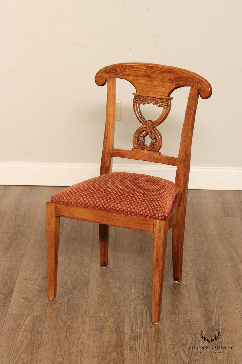 Biedermeier Style Set of Six Carved Upholstered Dining Chairs