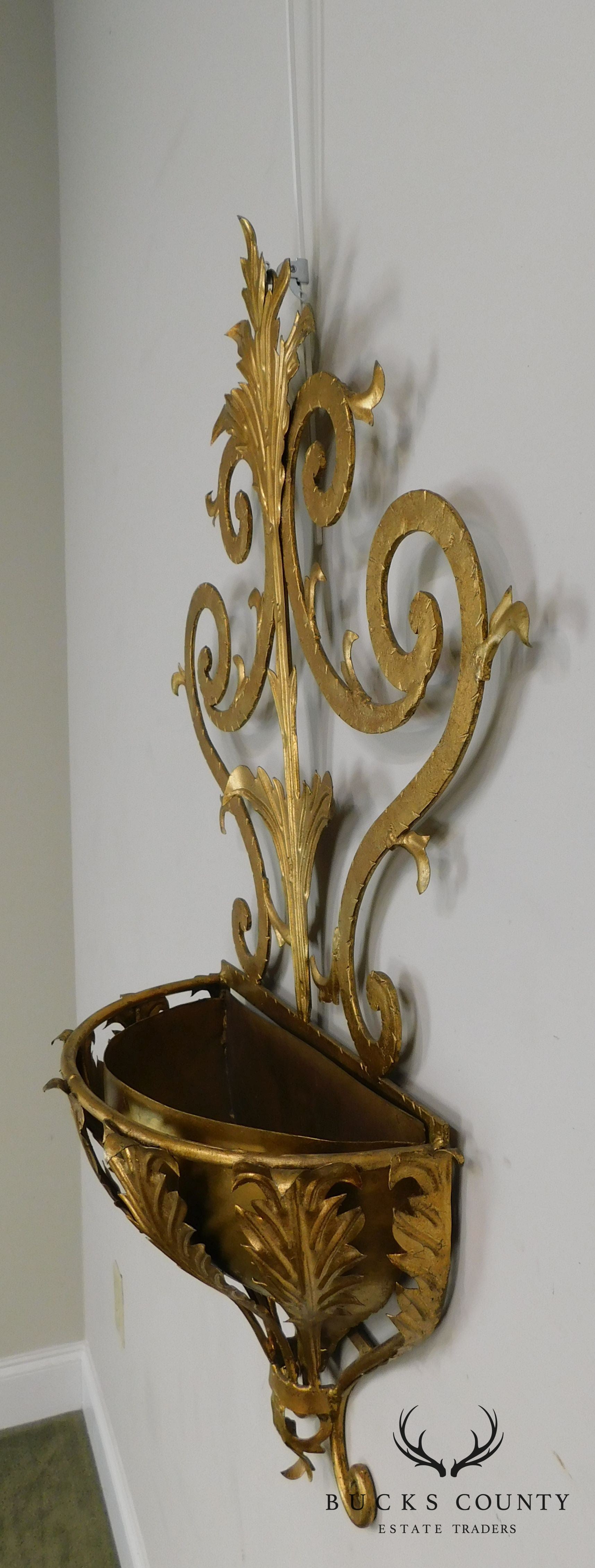 1950's Italian Gilt Metal Rococo Planter