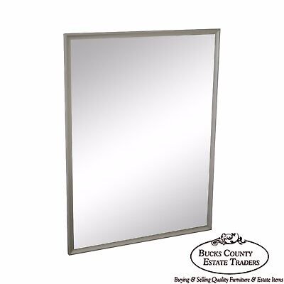 Mid Century Modern Brushed Steel Frame Wall Mirror