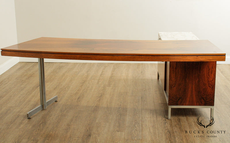 Exceptional Mid Century Modern Rosewood L-Shaped Executive Desk