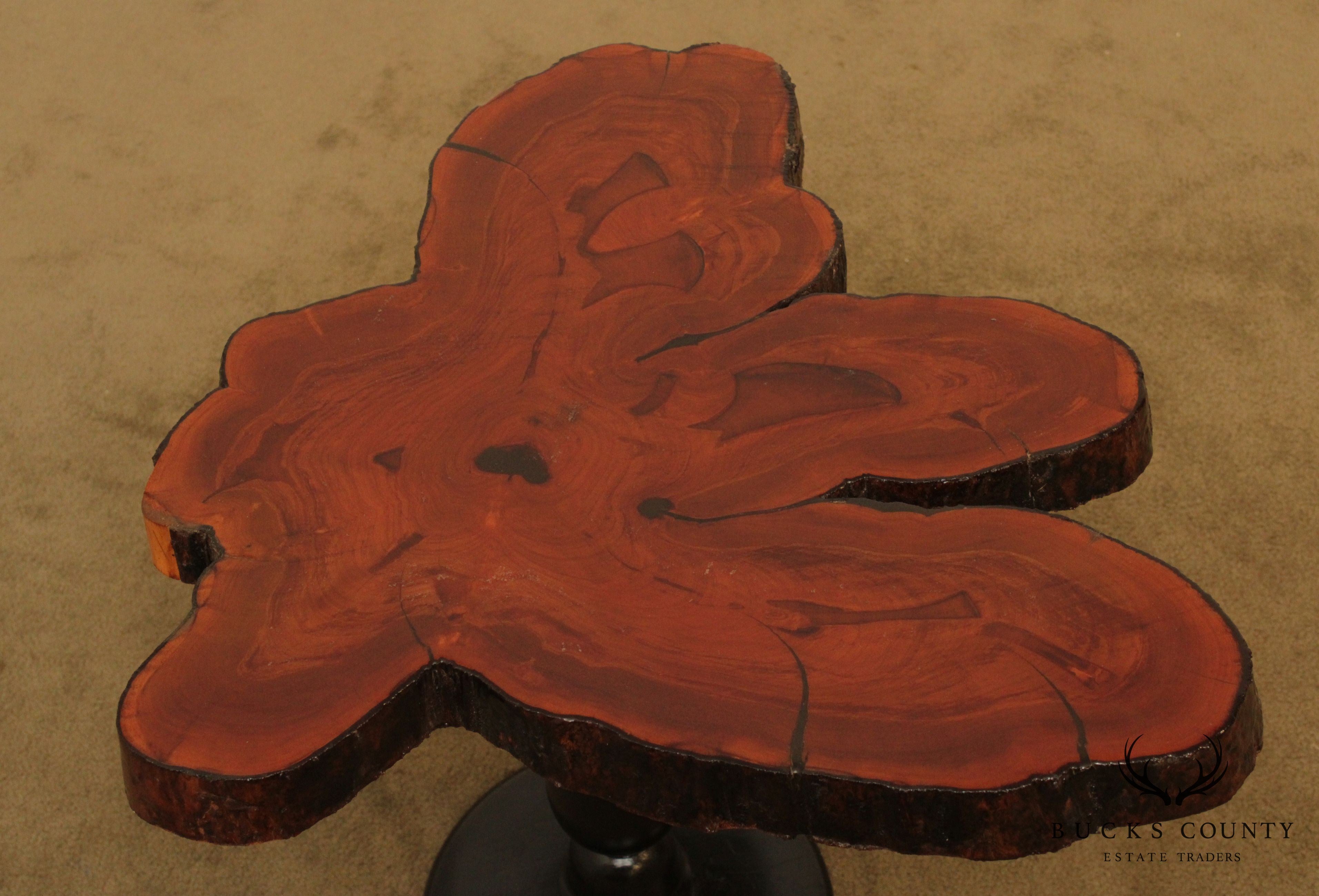 Live Edge Slab Wood Pedestal Side Table