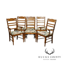 Pennsylvania House Solid Maple Set 6 Country Ladder Back Dining Chairs