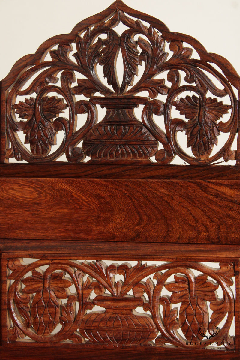Asian Quality Carved and Inlaid Rosewood Four-Panel Room Divider