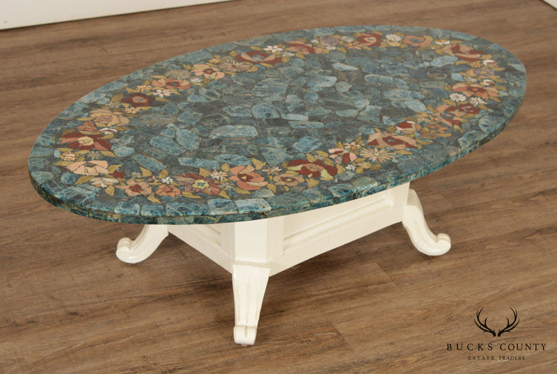 Mid Century Mosaic Marble Top Coffee Table