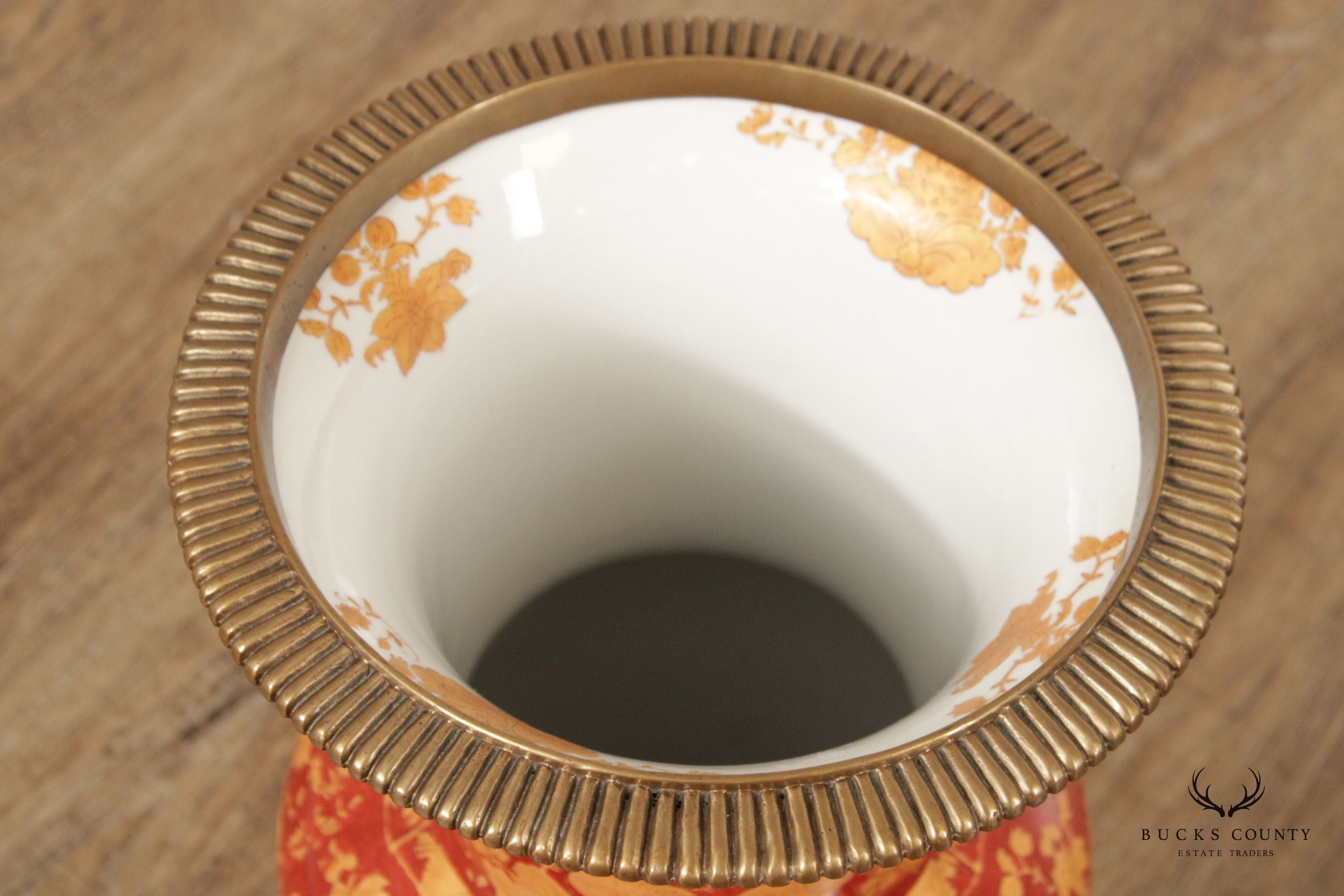 Mark Roberts Asian Inspired Bronze and Porcelain Vase