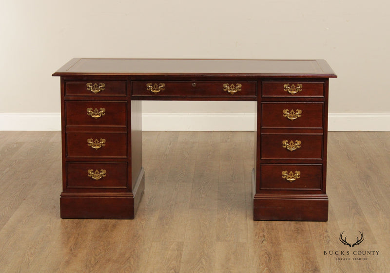 SLIGH CHIPPENDALE STYLE LEATHER TOP MAHOGANY WRITING DESK