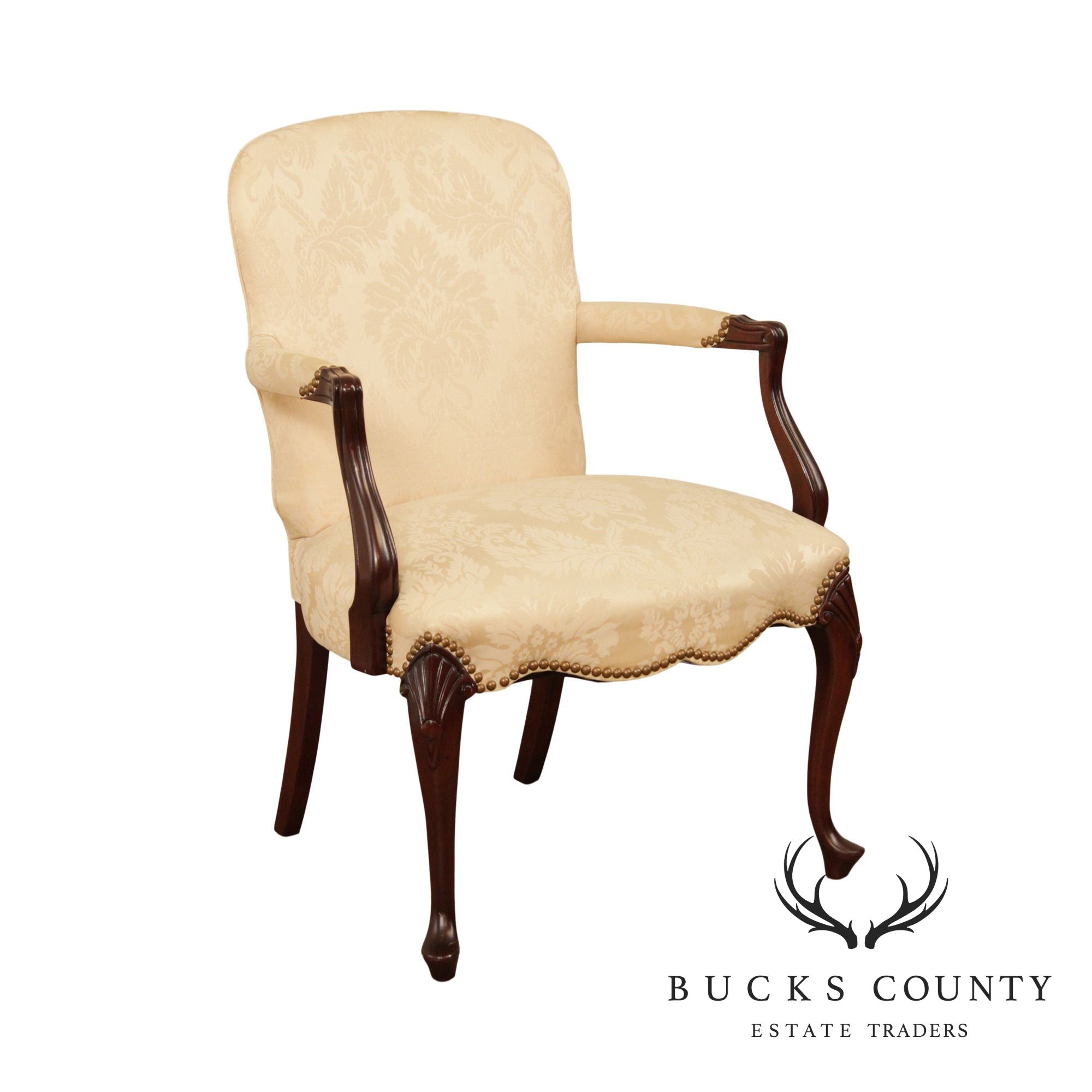 Hickory Chair Queen Anne Style Mahogany Armchair