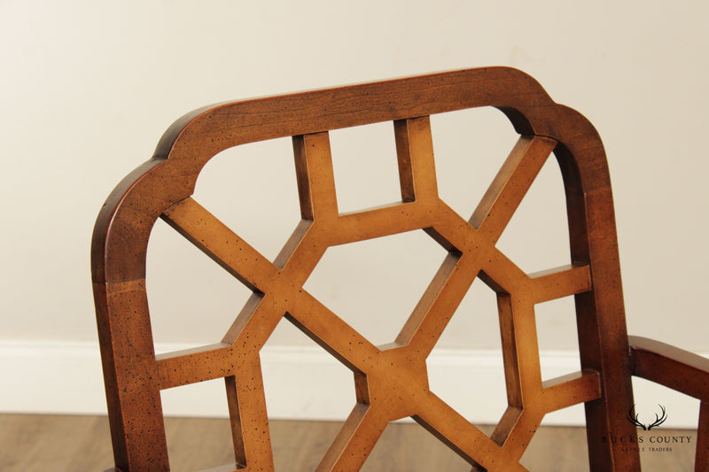 John Stuart Vintage Chinese Chippendale Style Fretwork Armchair