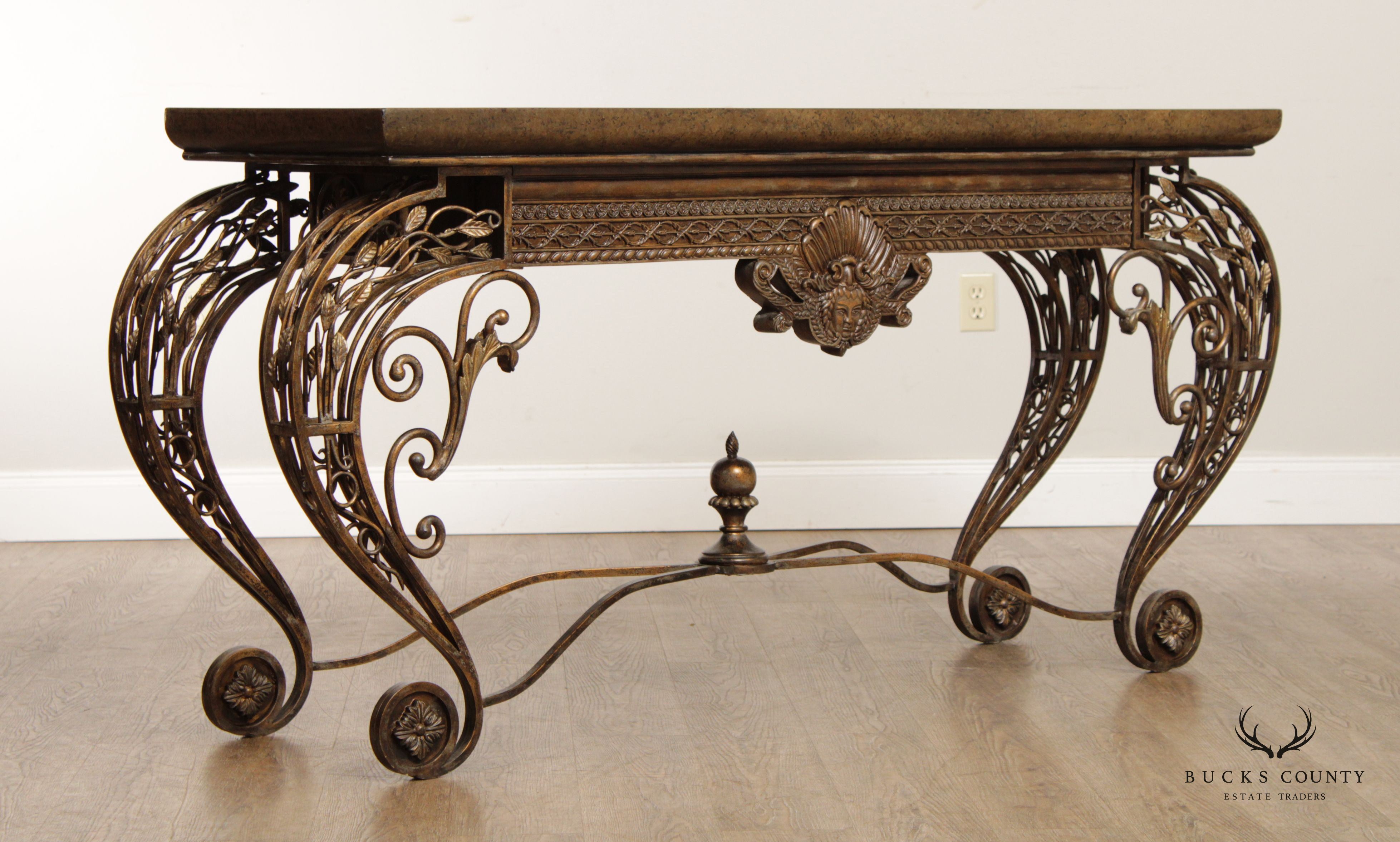 French Louis XV Style Wrought Iron Console Table